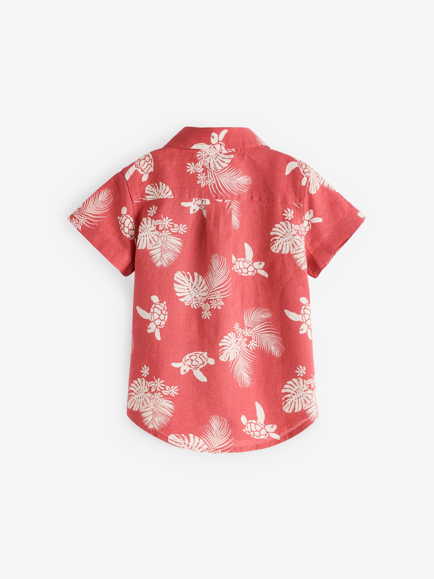 Red Linen-Cotton Print Short Sleeve Baby Shirt (Newborn-5yrs) - Image 2 of 3