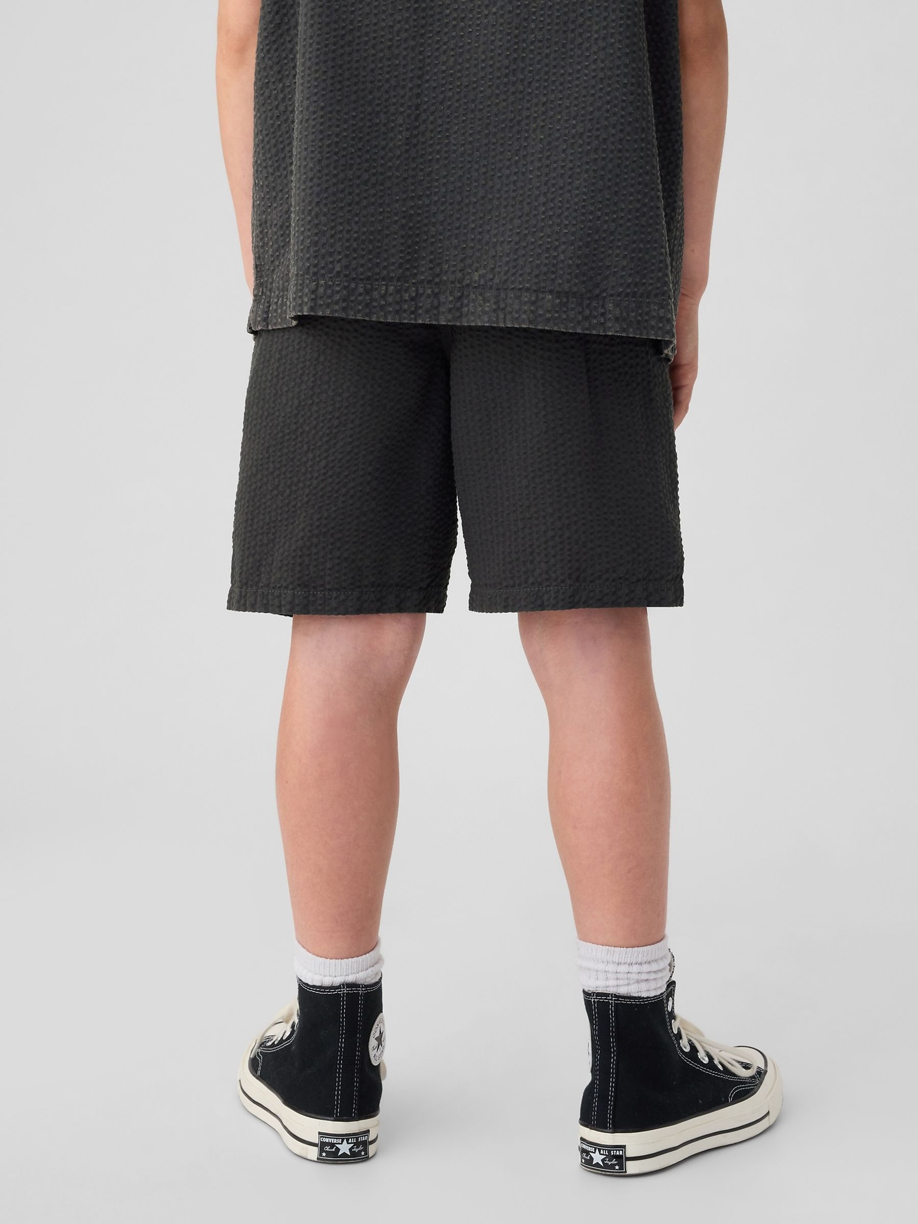 Grey Cotton Textured Easy Pull On Shorts (4-13yrs) - Image 2 of 5