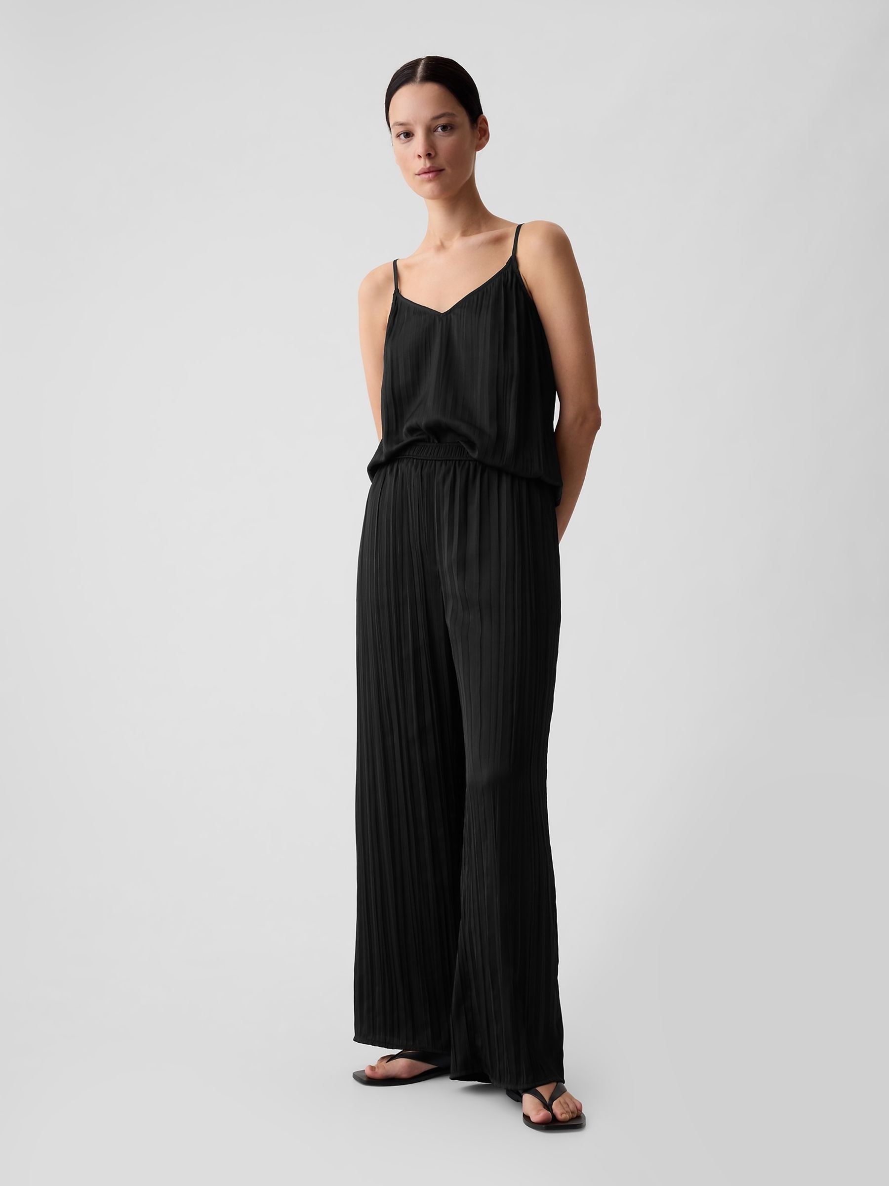 Black Pleated Satin Camisole - Image 3 of 5