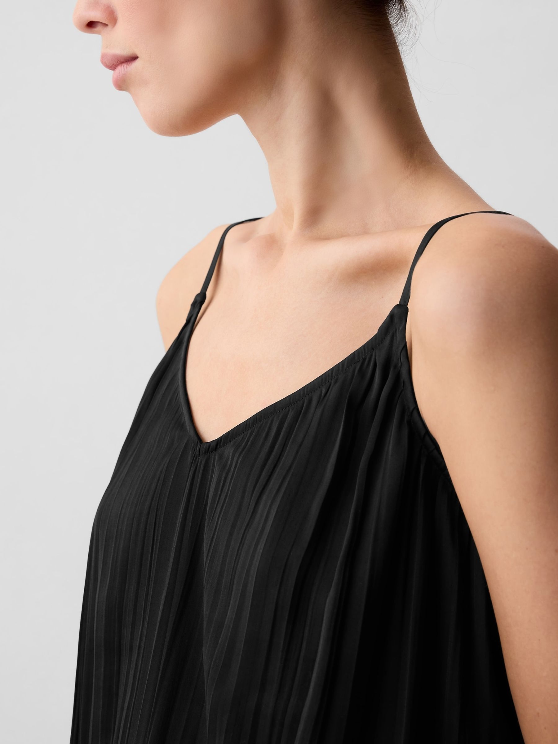 Black Pleated Satin Camisole - Image 4 of 5