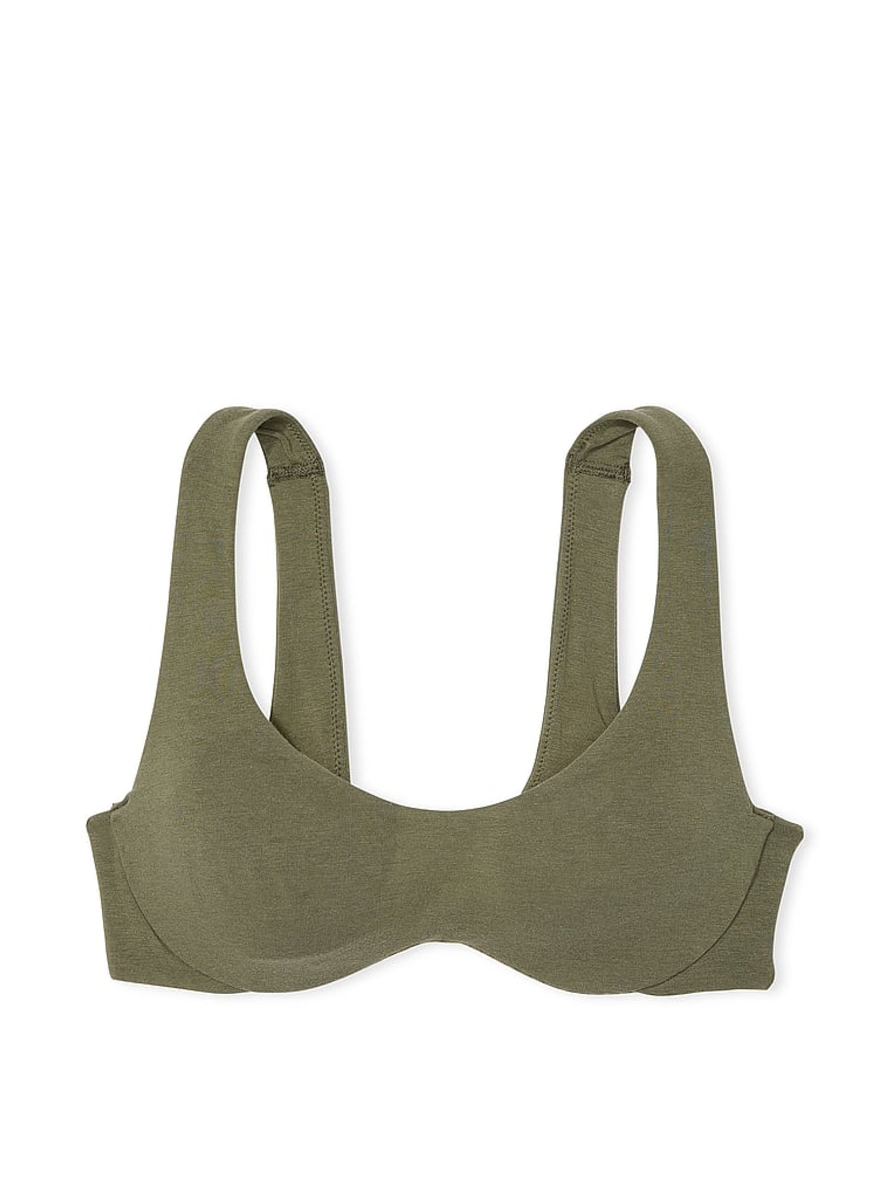 Olive Green Cotton Unlined Wired Bralette - Image 3 of 3