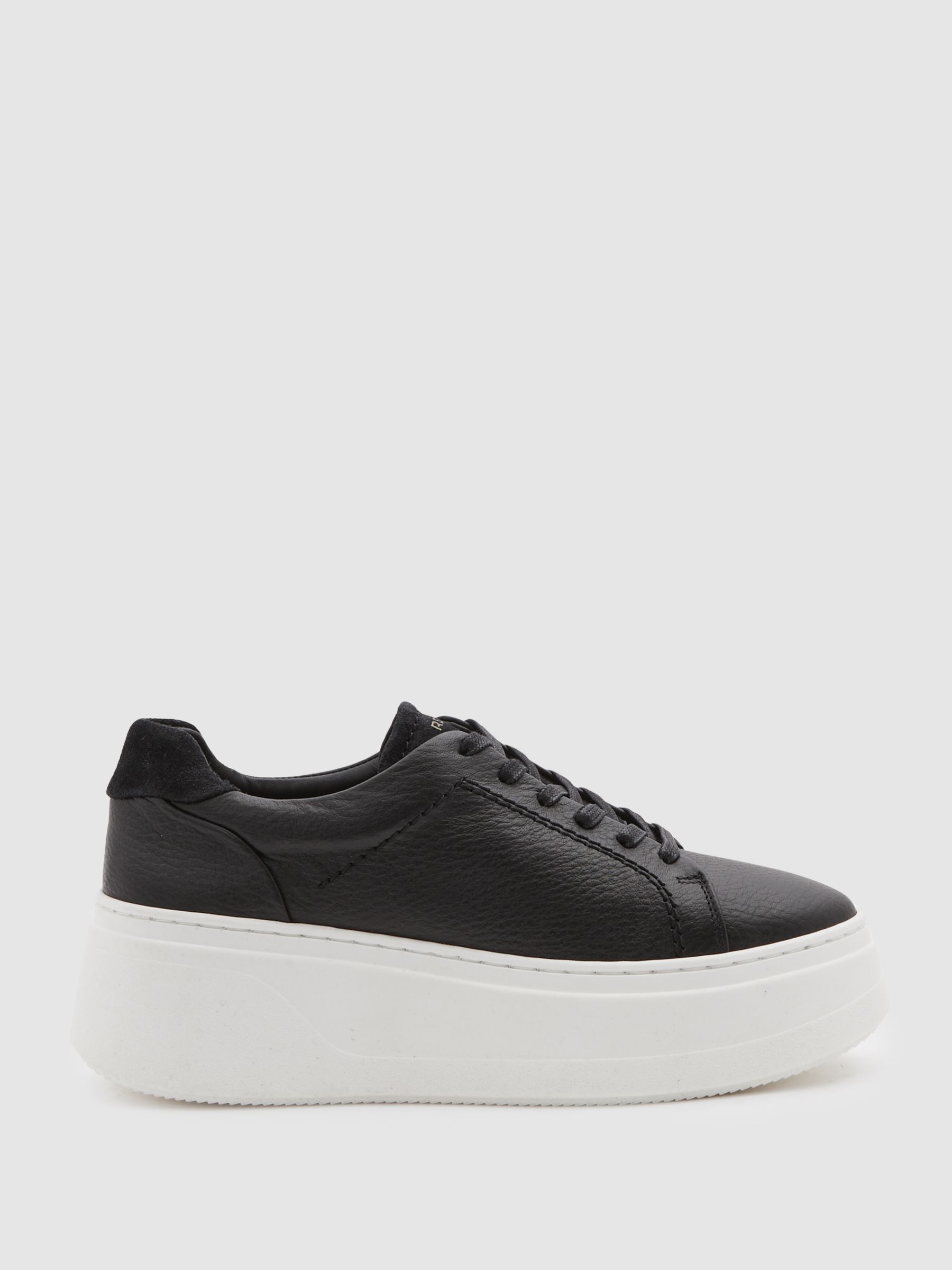 Platform Leather Trainers in Black - Image 1 of 5