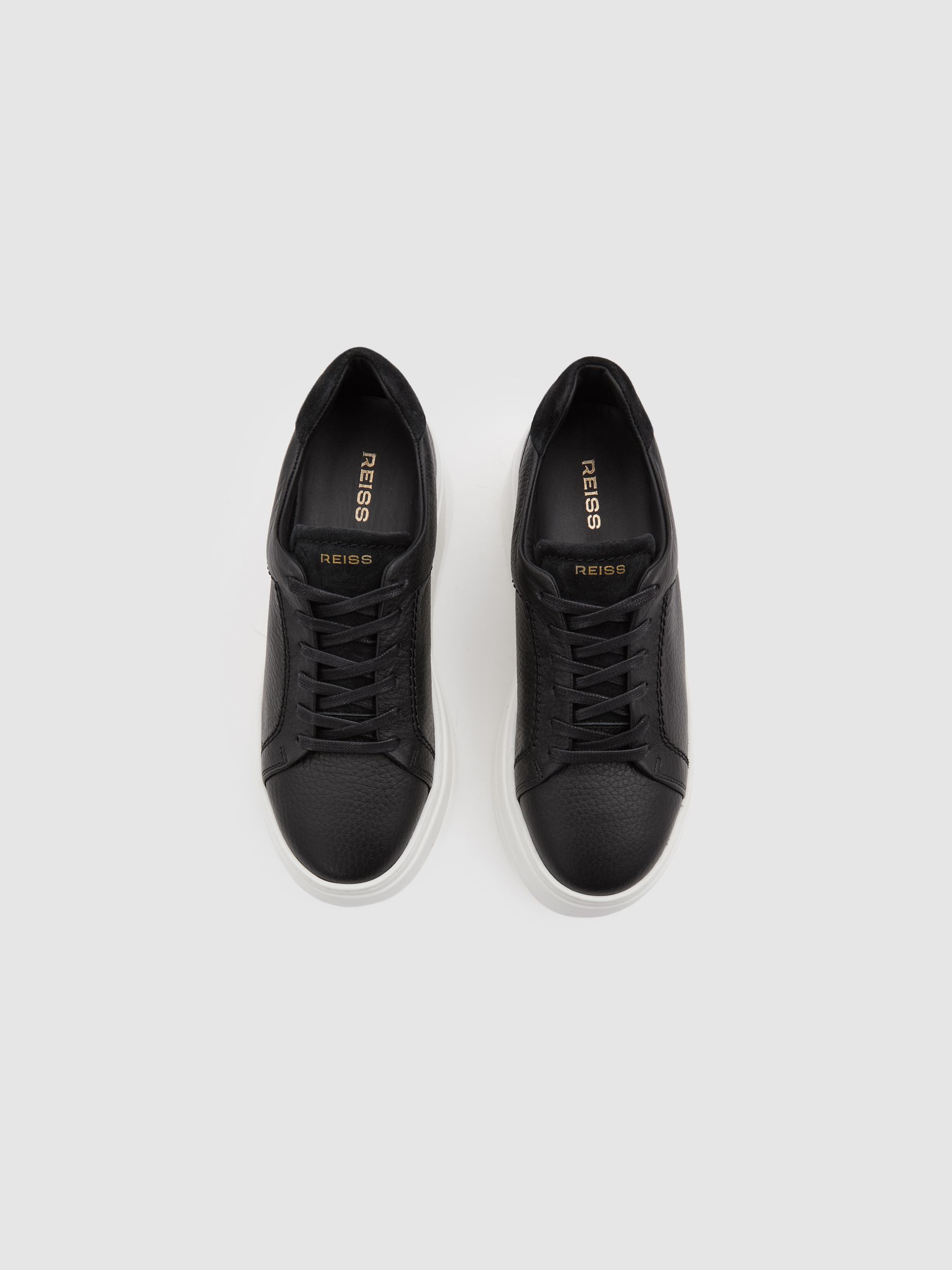 Platform Leather Trainers in Black - Image 3 of 5