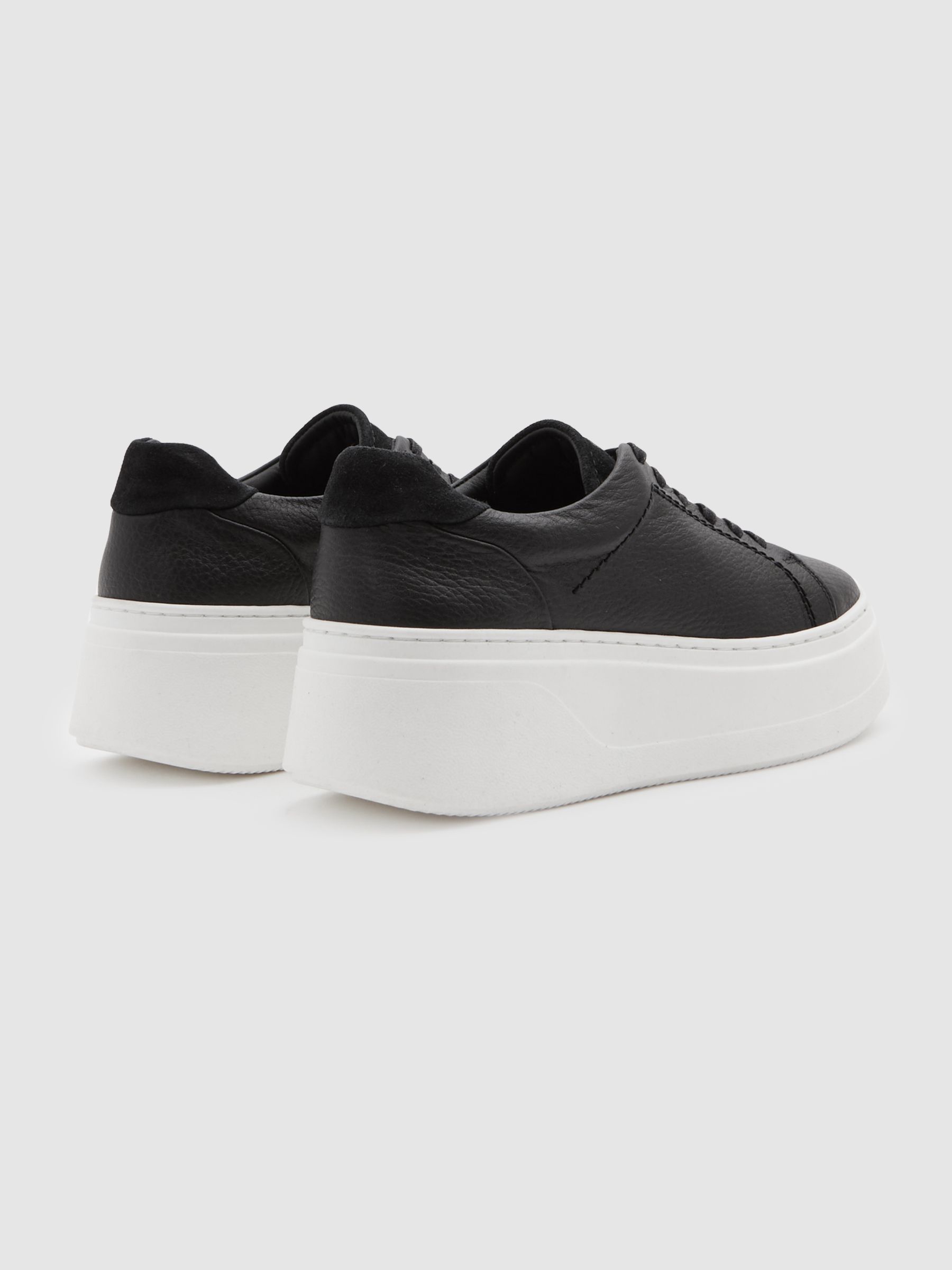Platform Leather Trainers in Black - image 3