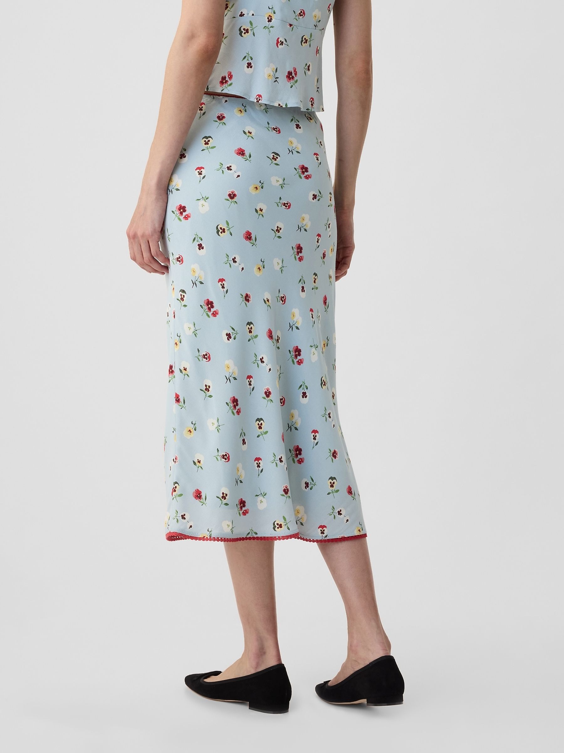 Light Blue DÔEN Floral Midi Skirt - Image 2 of 5