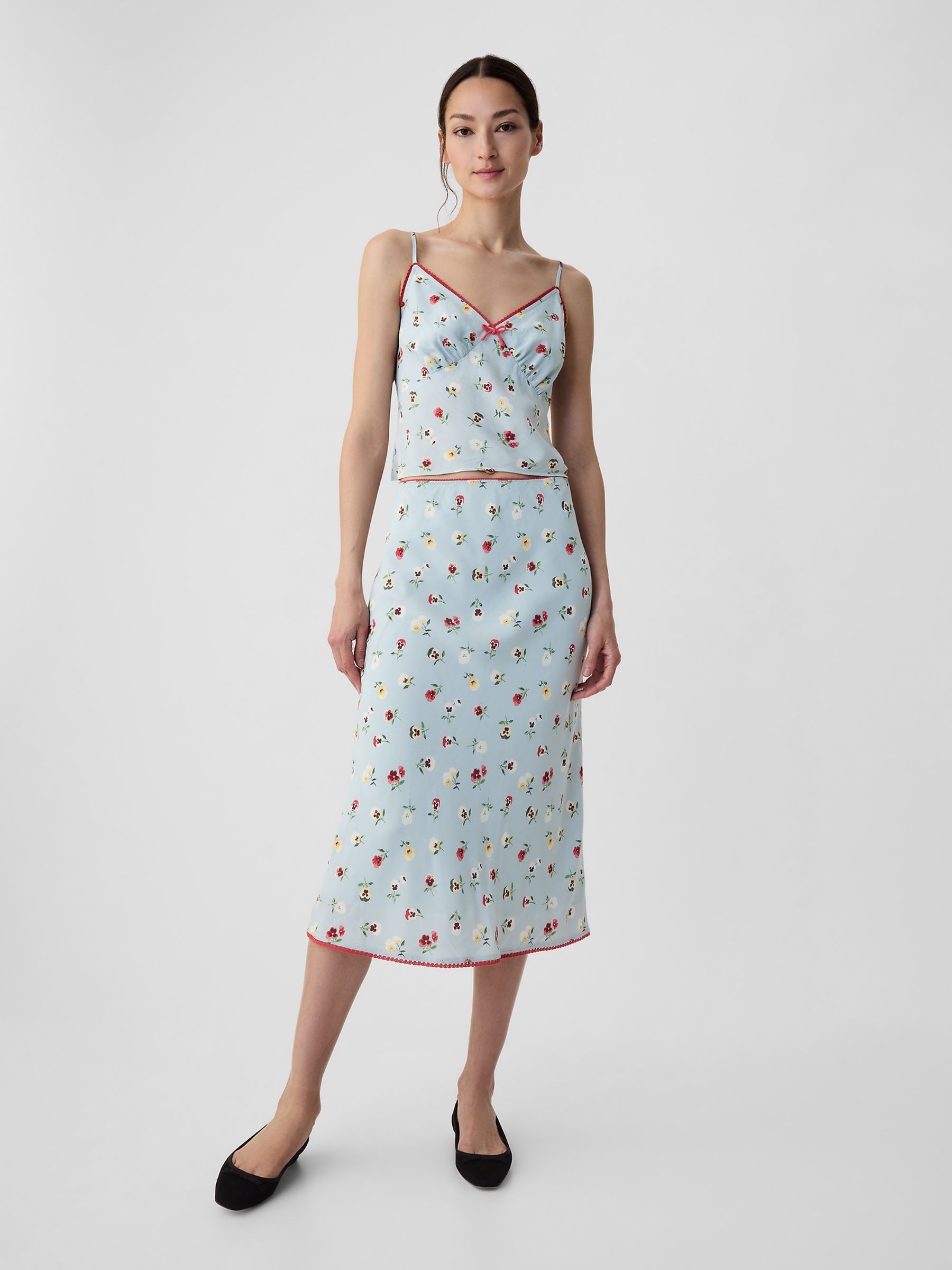 Light Blue DÔEN Floral Midi Skirt - Image 3 of 5