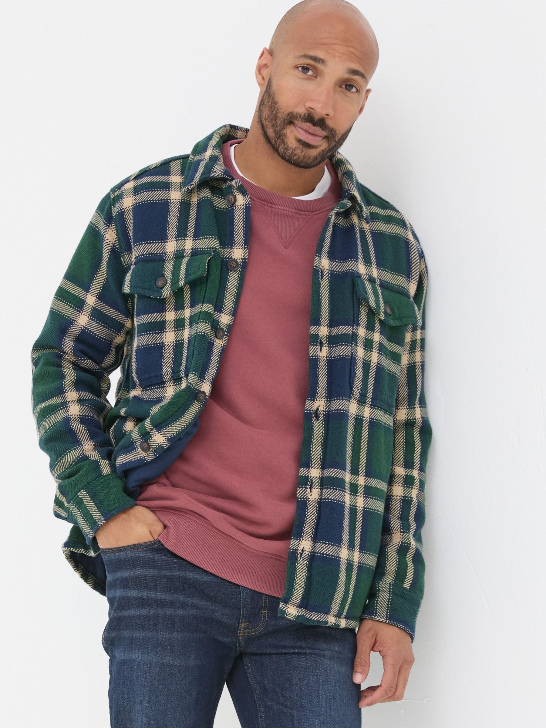 Ryton Dark Green Check Overshirt - Image 1 of 5