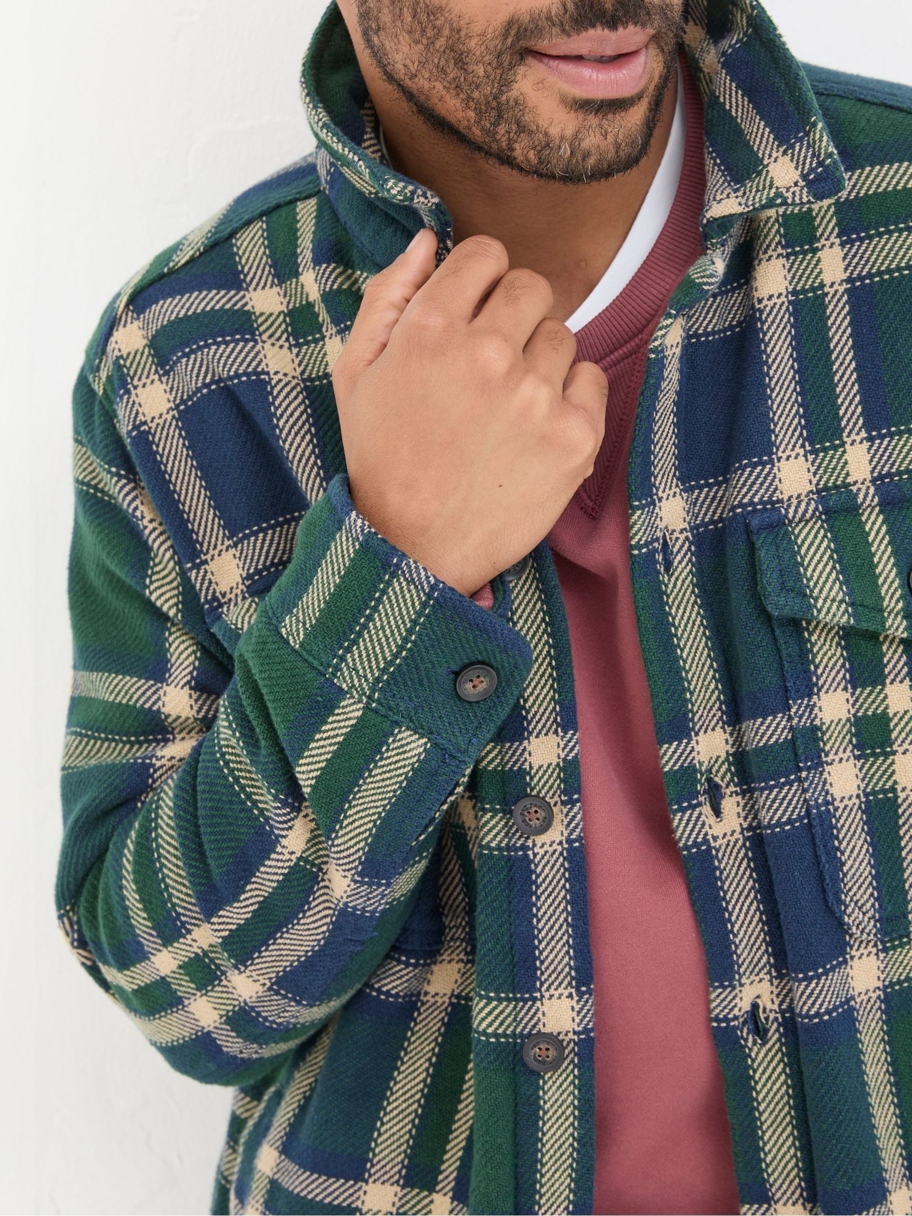 Ryton Dark Green Check Overshirt - Image 4 of 5