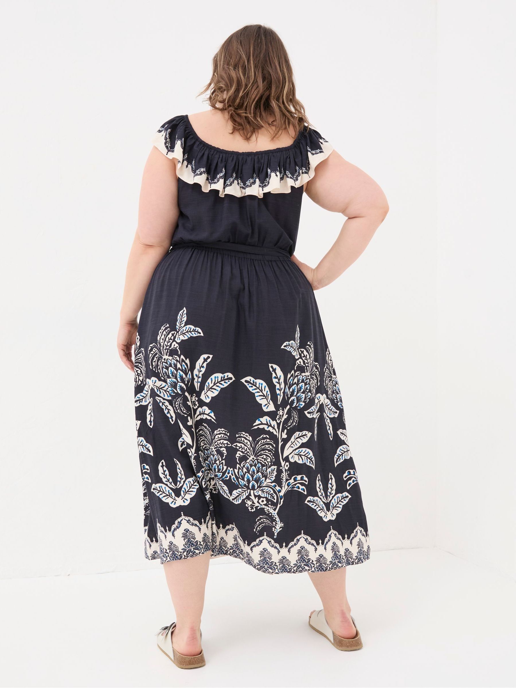 Ezra Blue Damask Midi Dress - Image 5 of 7