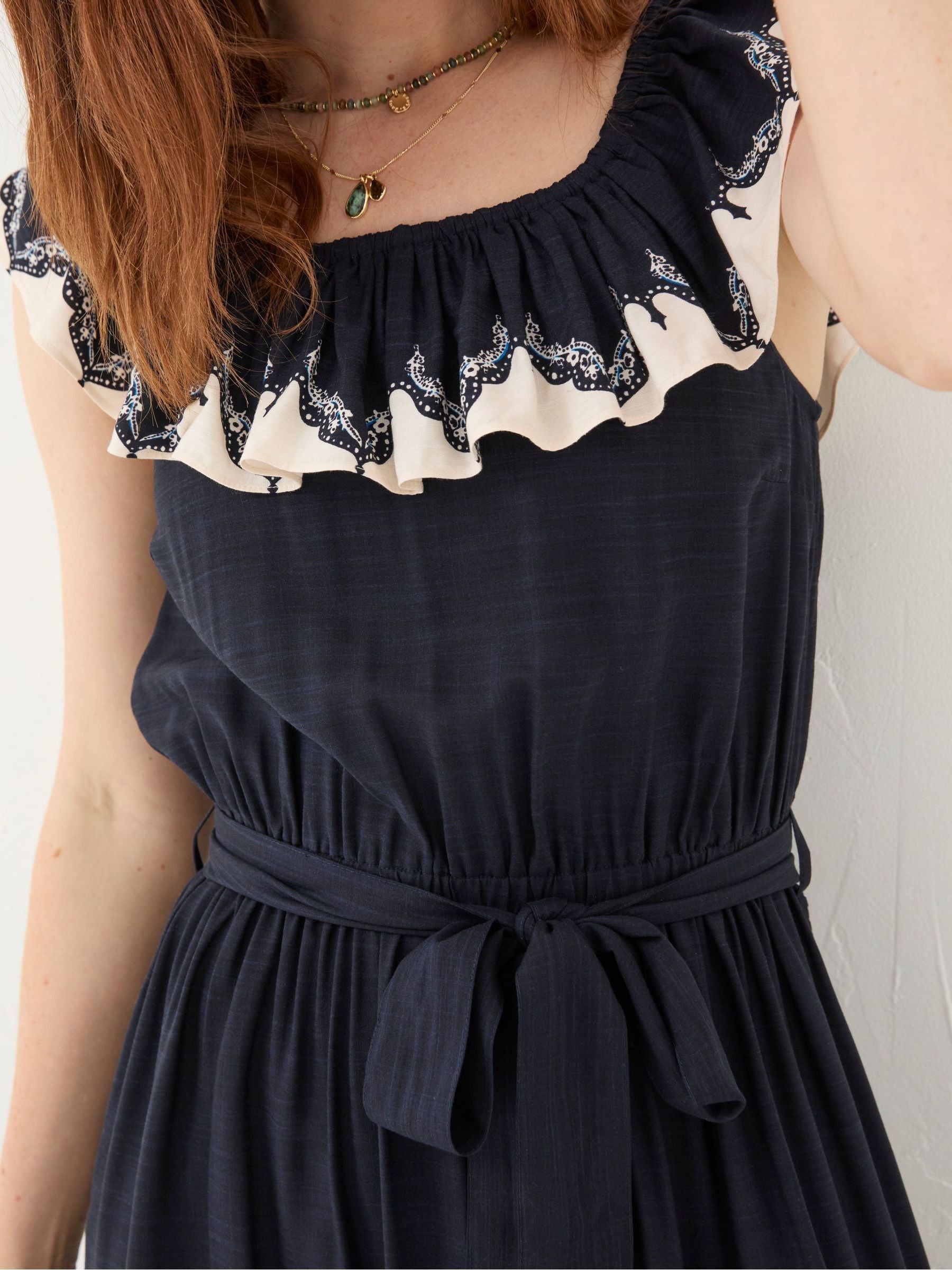 Ezra Blue Damask Midi Dress - Image 6 of 7