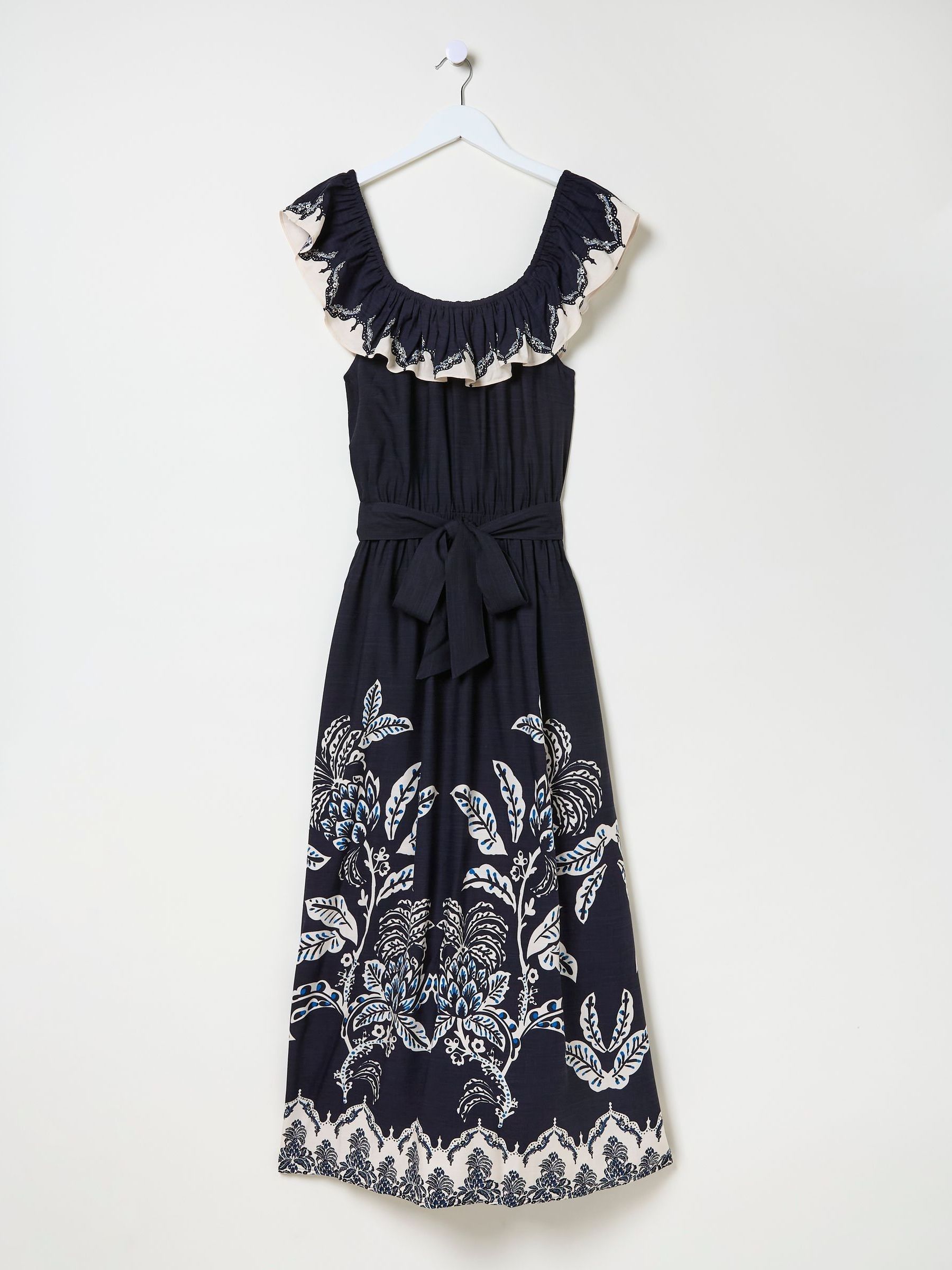 Ezra Blue Damask Midi Dress - Image 7 of 7