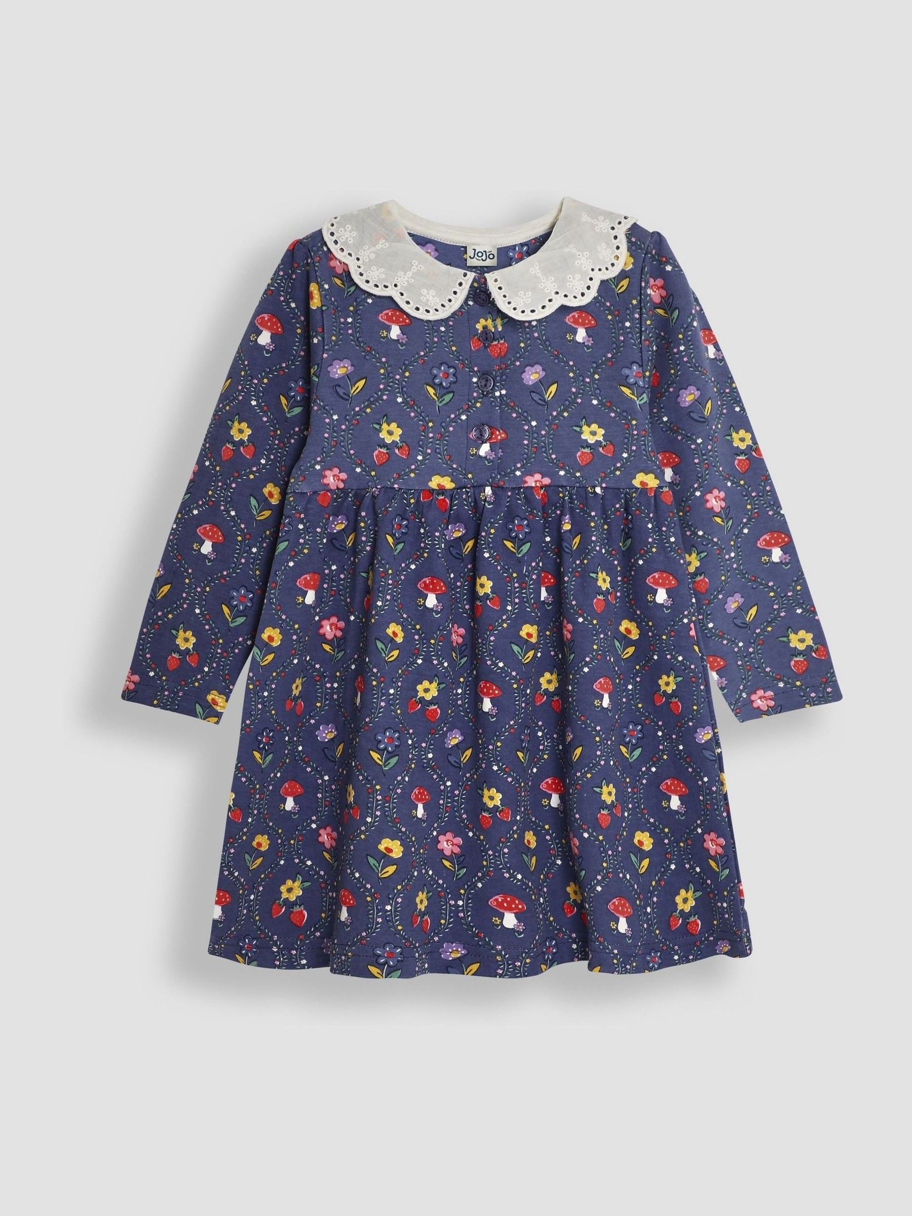 Purple Toadstool Floral Broderie Collar Dress - Image 1 of 3