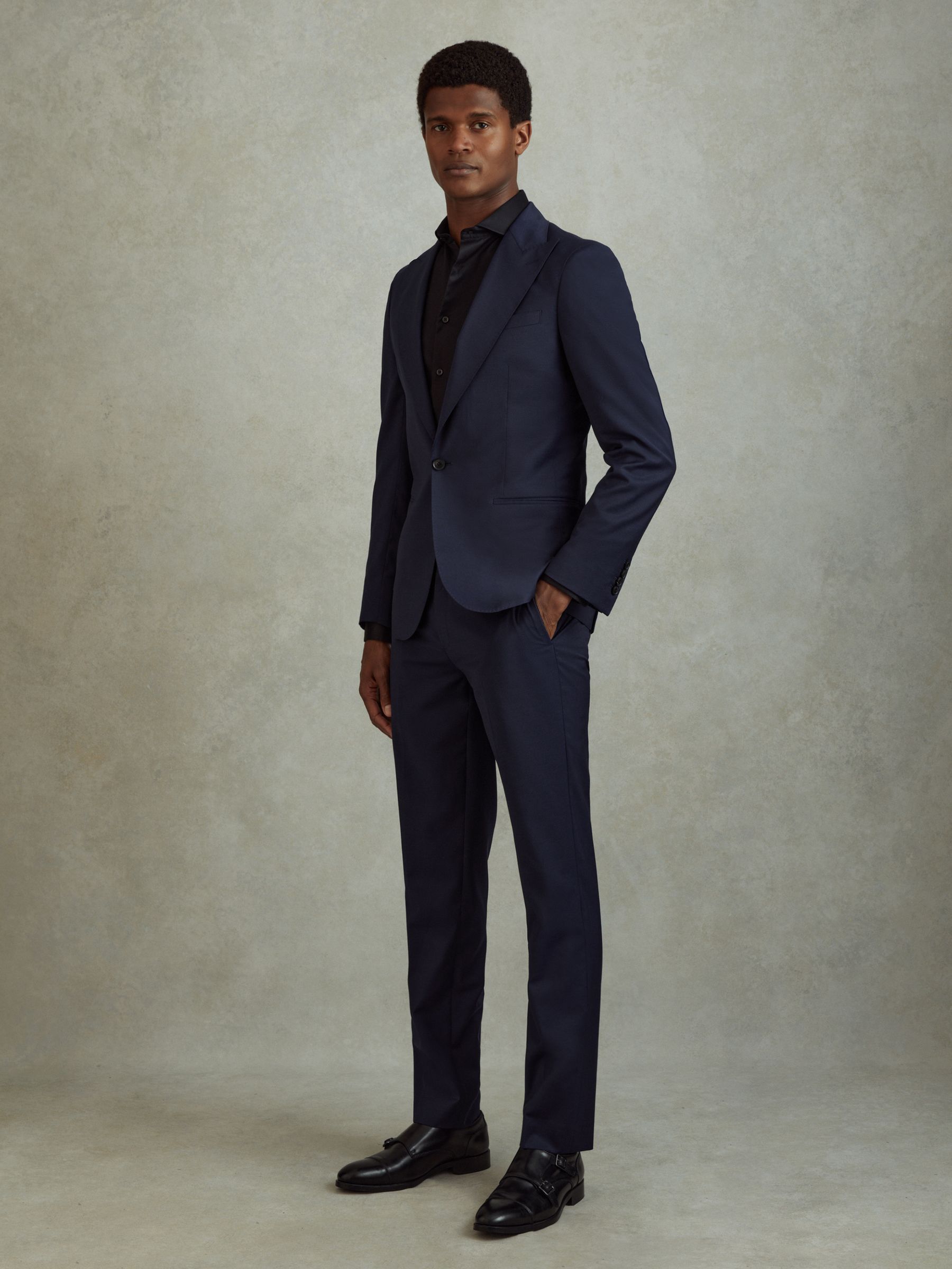 Destiny Bright Blue Wool Side Adjuster Slim Fit Trousers - Image 3 of 6