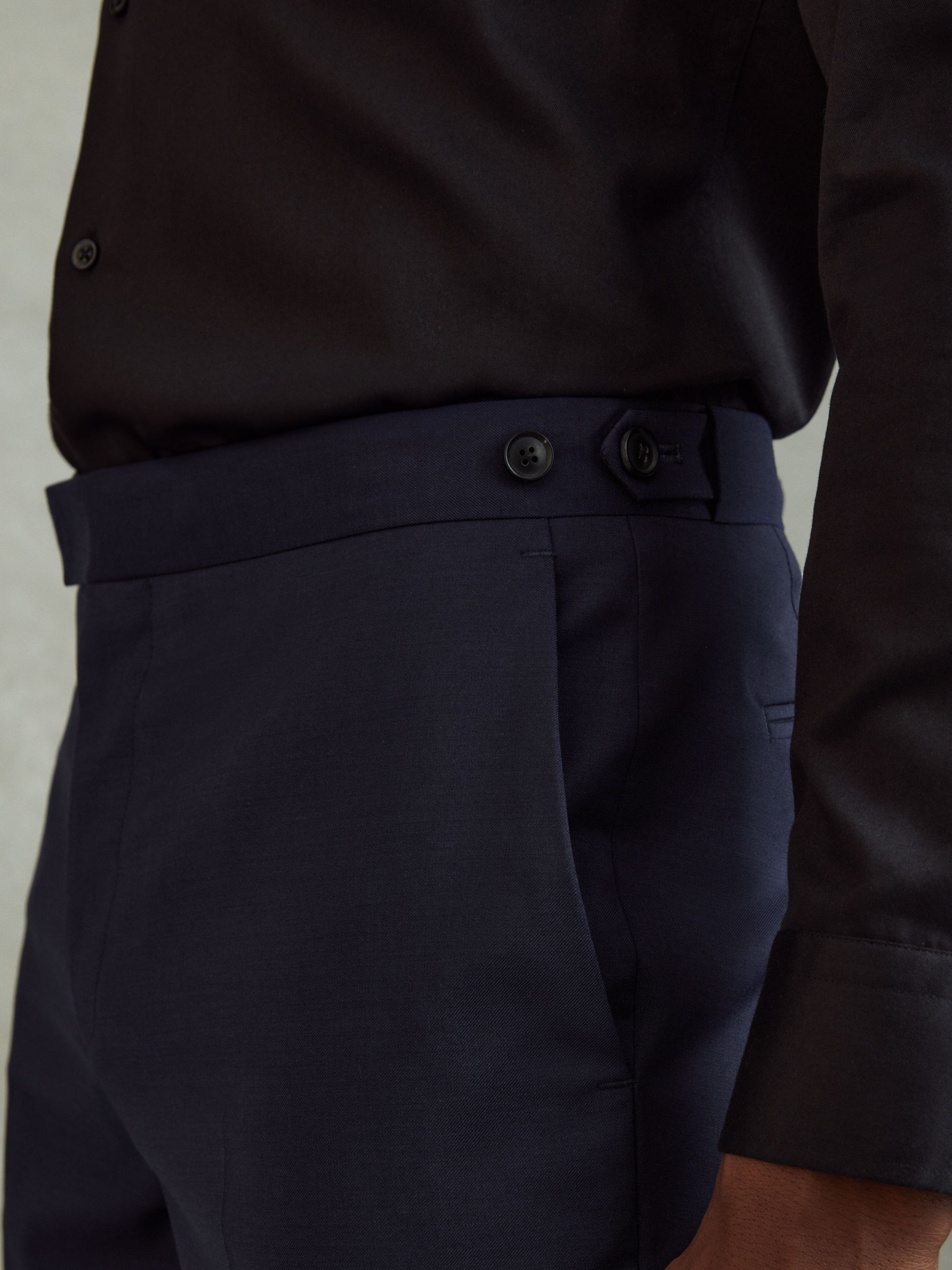 Destiny Bright Blue Wool Side Adjuster Slim Fit Trousers - Image 4 of 6
