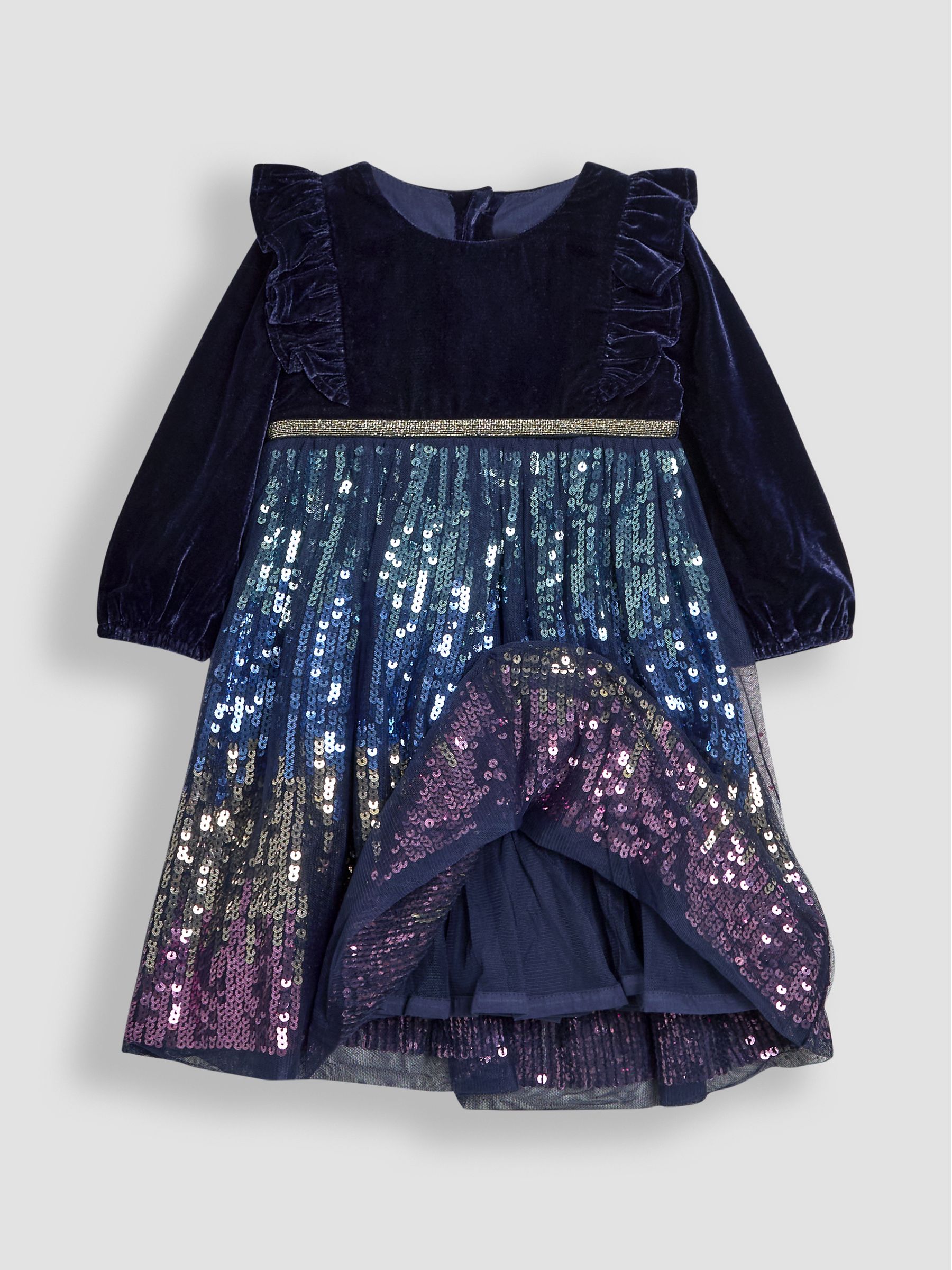 Navy Blue Sequin Party Dress - Image 2 of 4