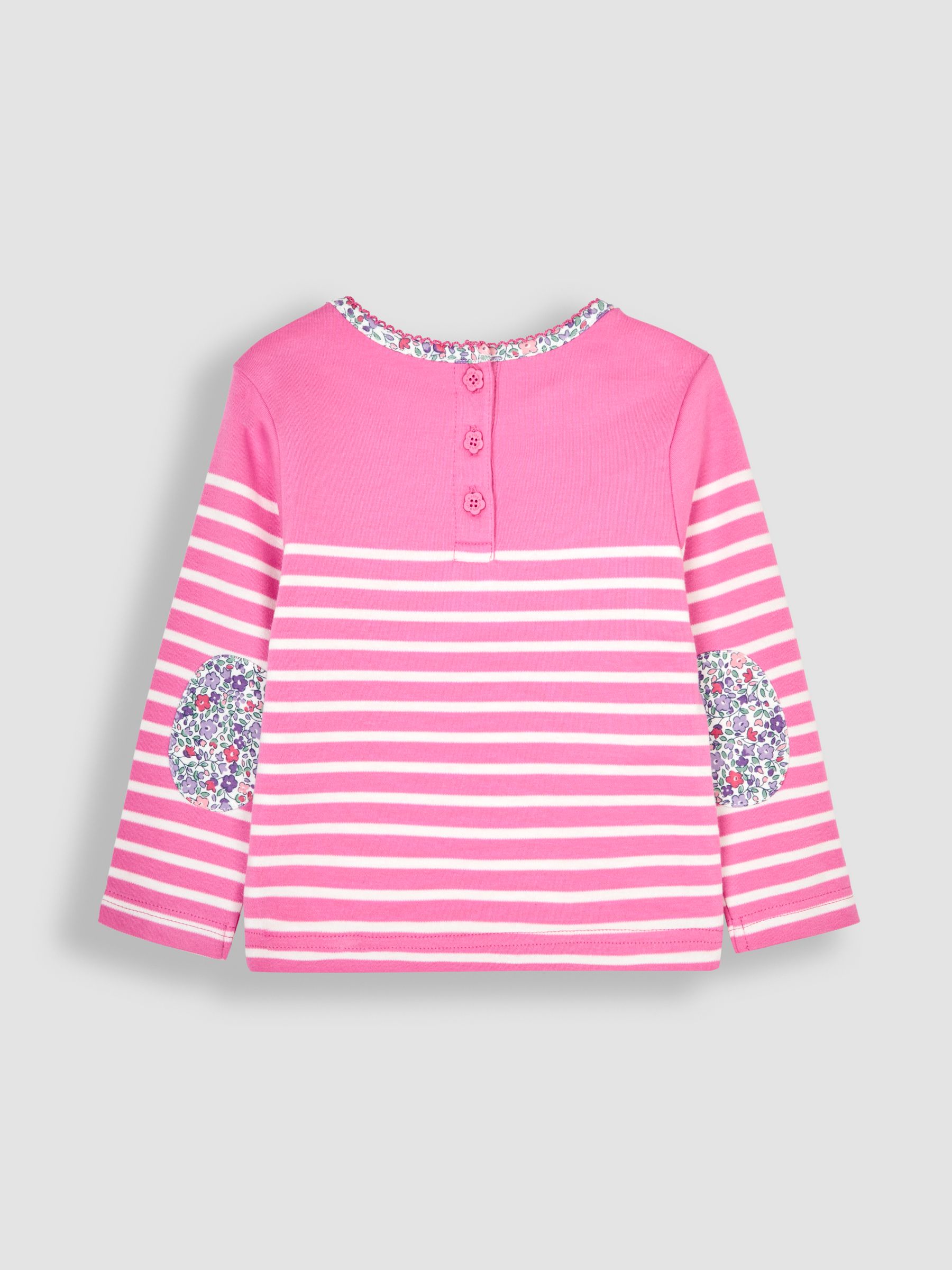 Fuchsia Pink Cat Cotton Long Sleeve Pocket Breton Top - Image 2 of 3