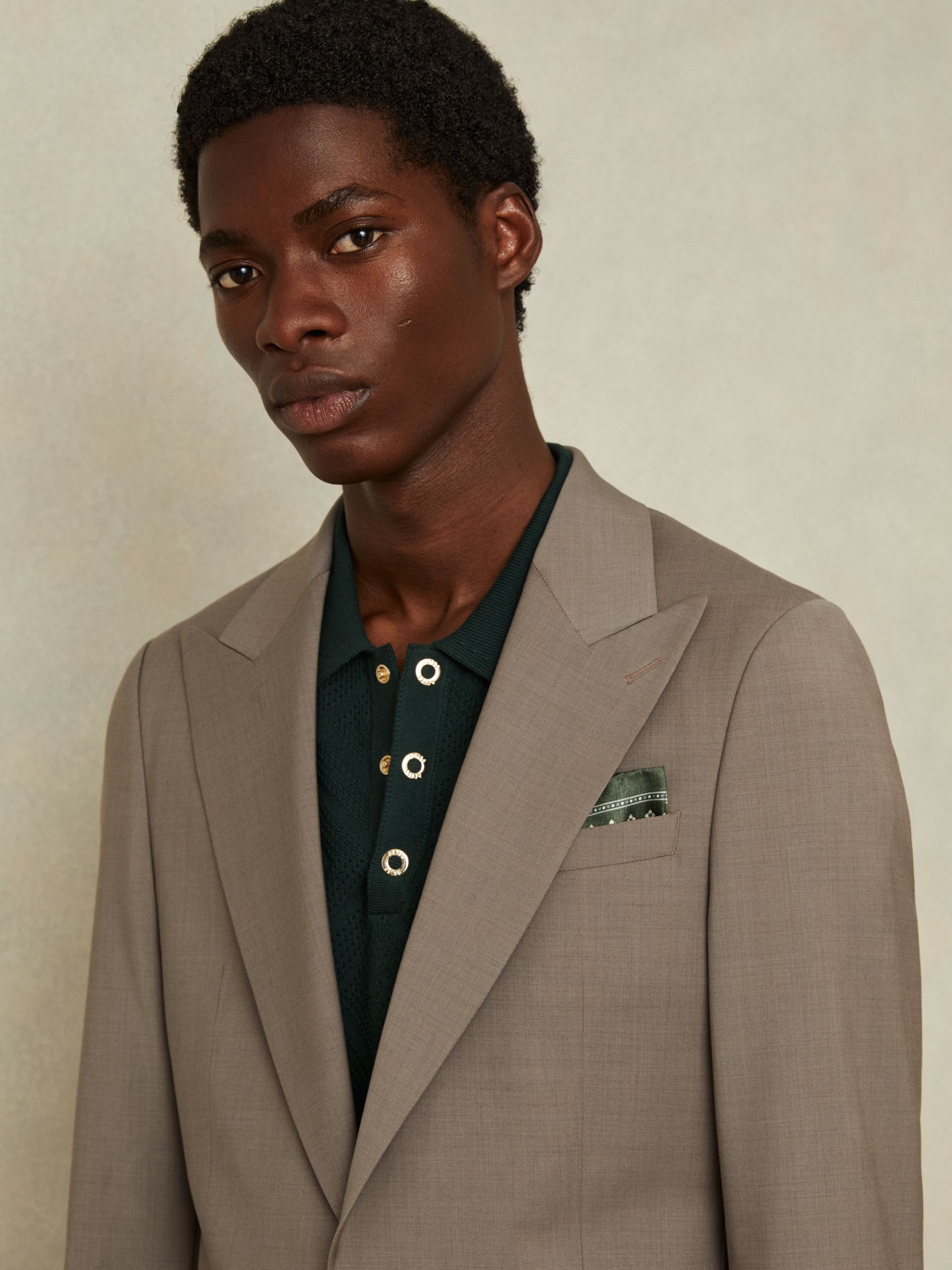 Reversible Silk Pocket Square in Olive - Image 2 of 5
