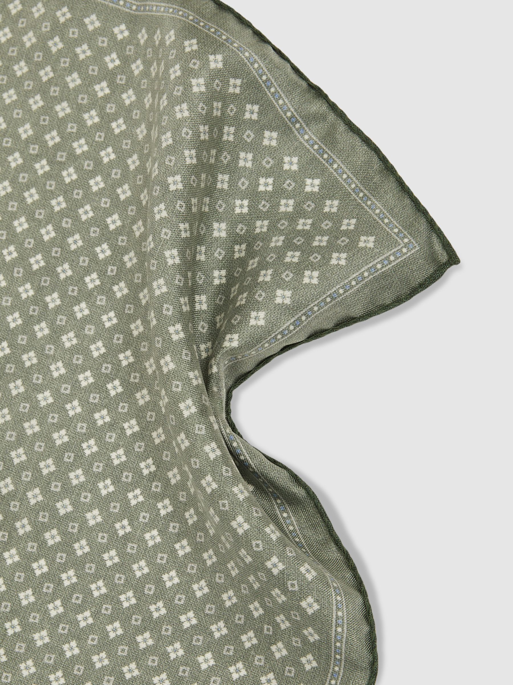 Reversible Silk Pocket Square in Olive - Image 4 of 5
