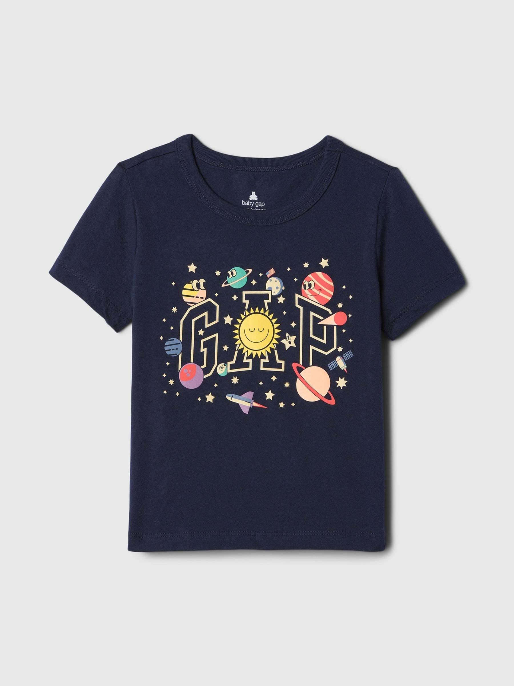 Navy Blue Space Graphic Logo Short Sleeve Crew Neck T-Shirt (Newborn-5yrs) - Image 1 of 2