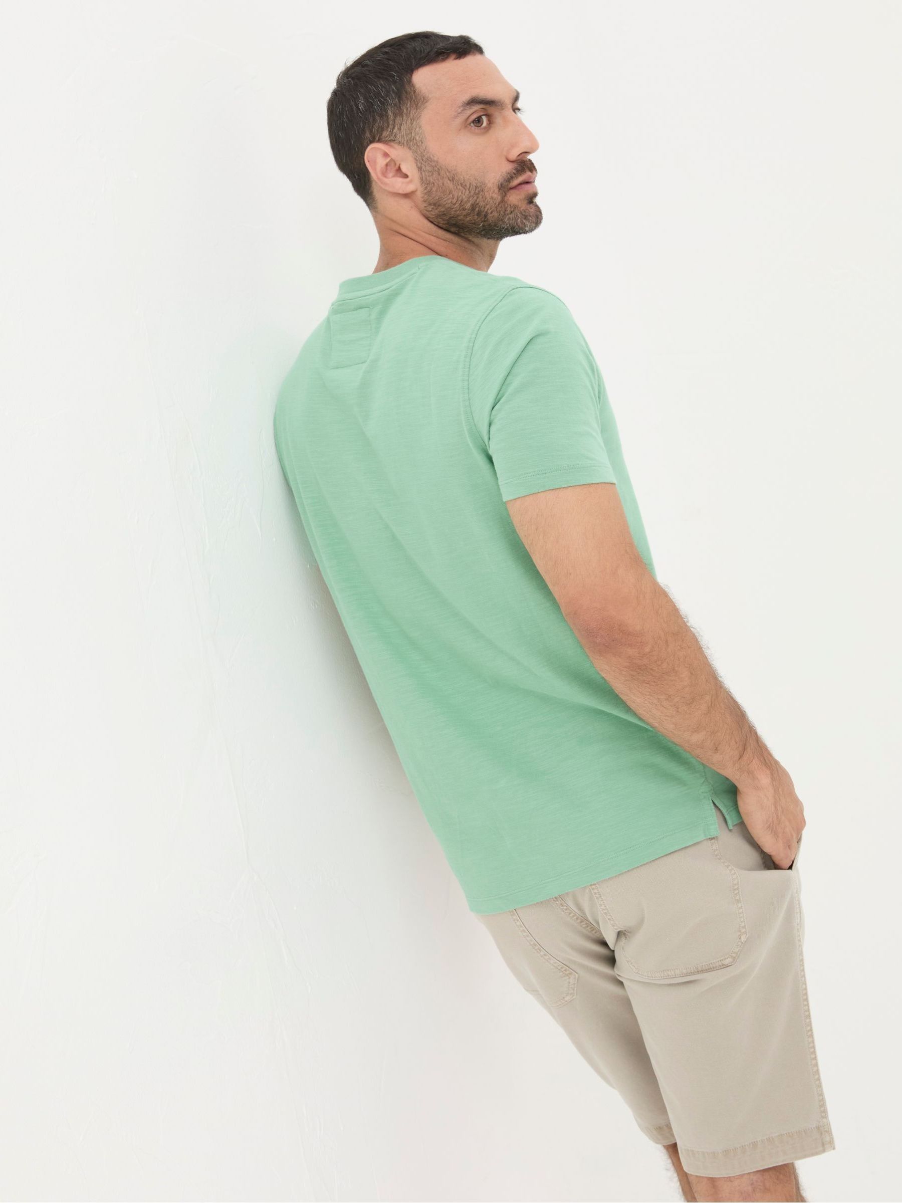 Mint Green 100% Cotton Woodside Slub Henley T-Shirt - Image 2 of 4
