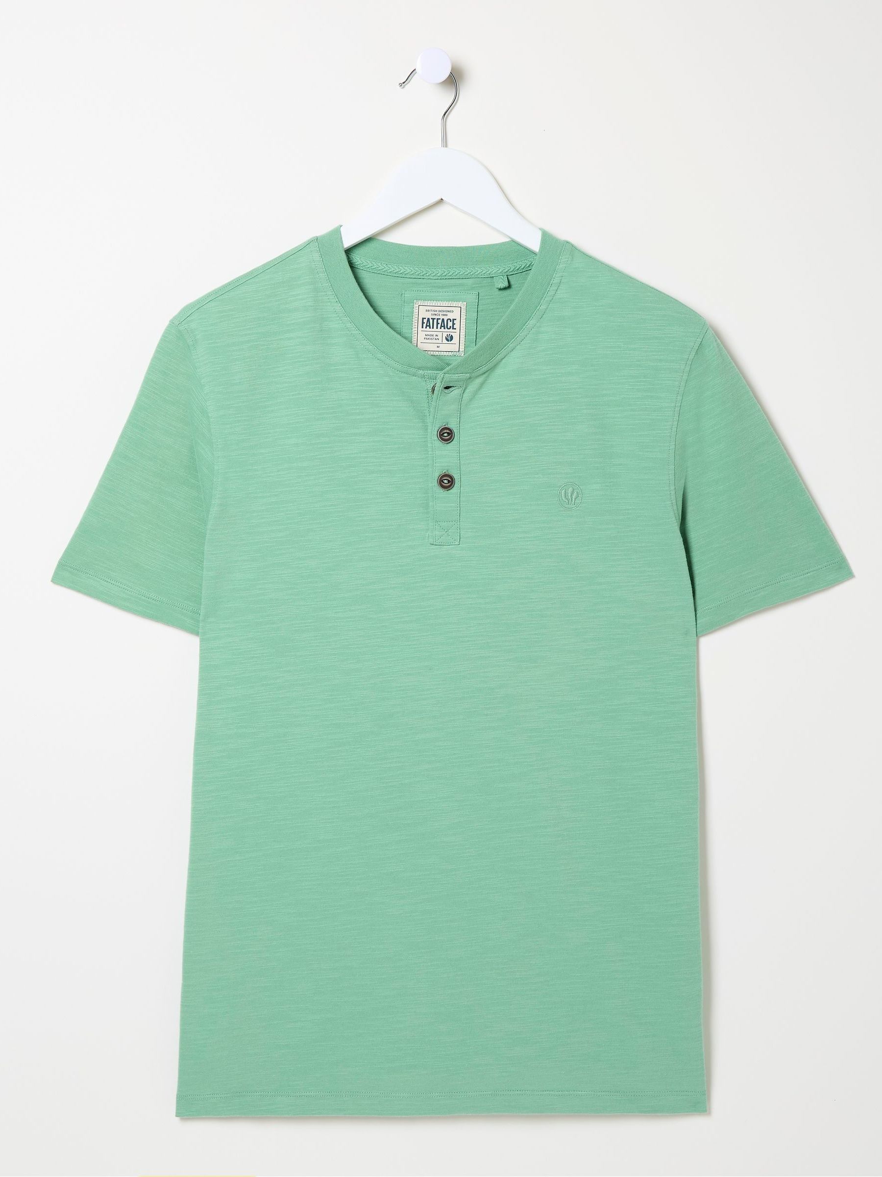 Mint Green 100% Cotton Woodside Slub Henley T-Shirt - Image 4 of 4