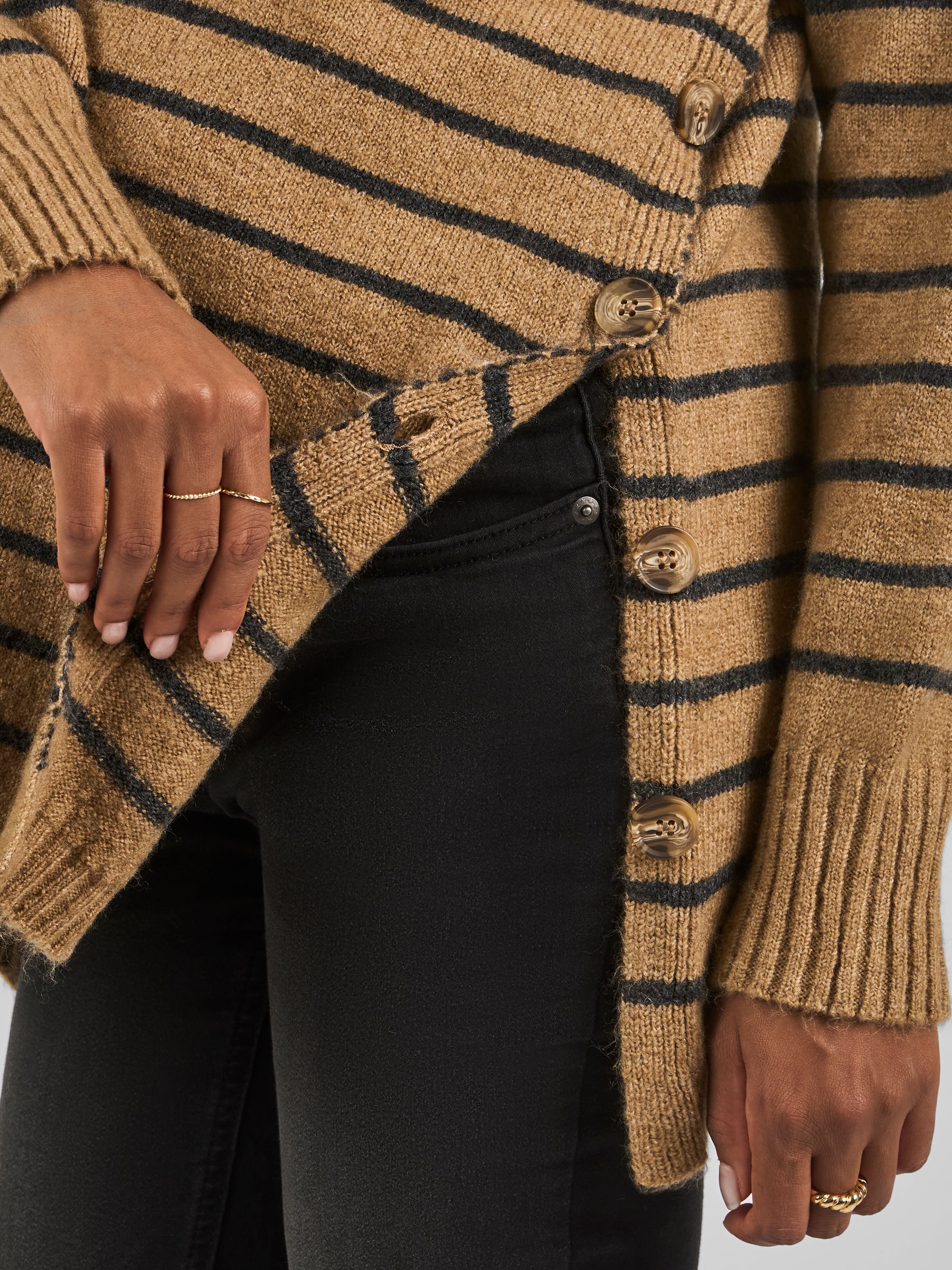 Camel Brown Stripe Turtle Neck Maternity & Nursing Jumper - Image 4 of 4