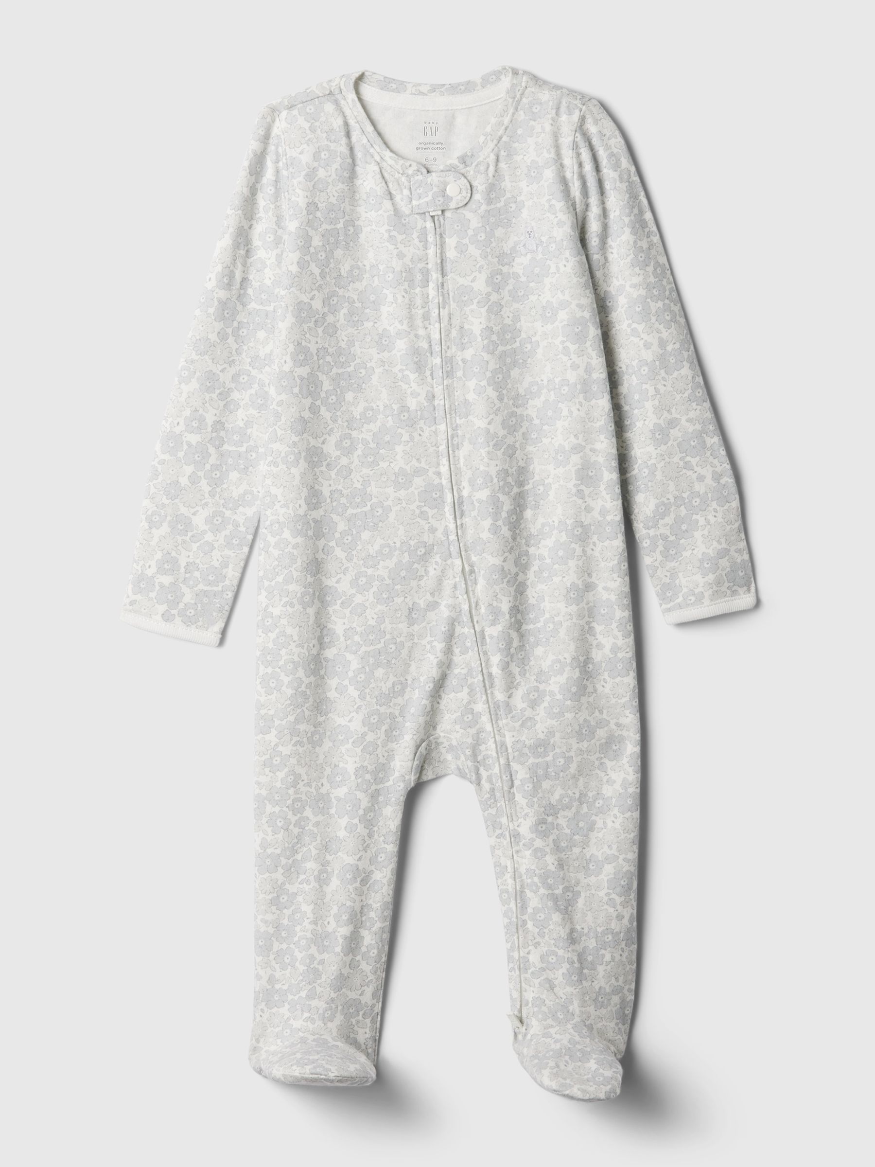 White Floral Organic Cotton First Favourites Sleepsuit (Newborn-9mths) - Image 1 of 2