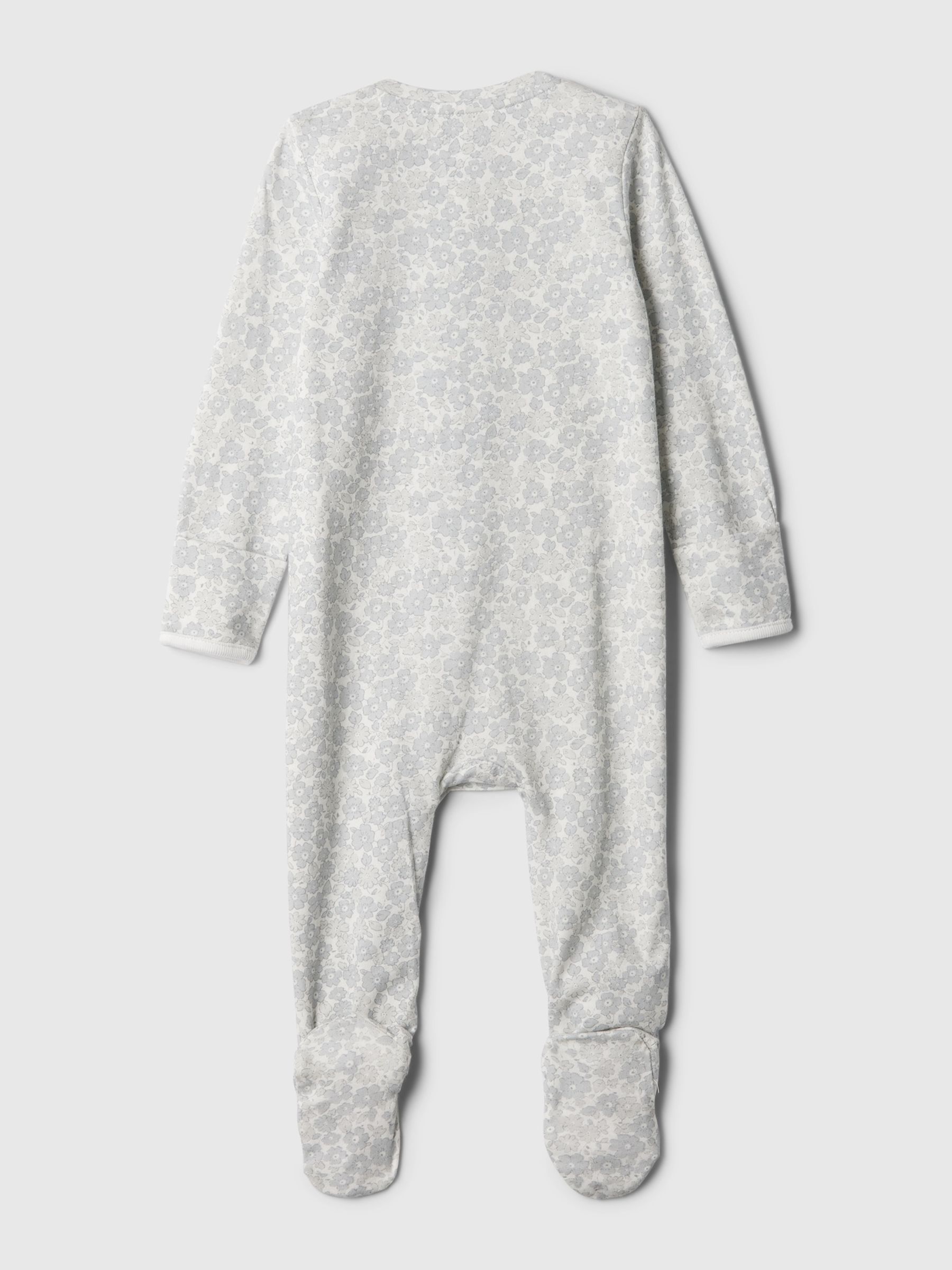 White Floral Organic Cotton First Favourites Sleepsuit (Newborn-9mths) - Image 2 of 2
