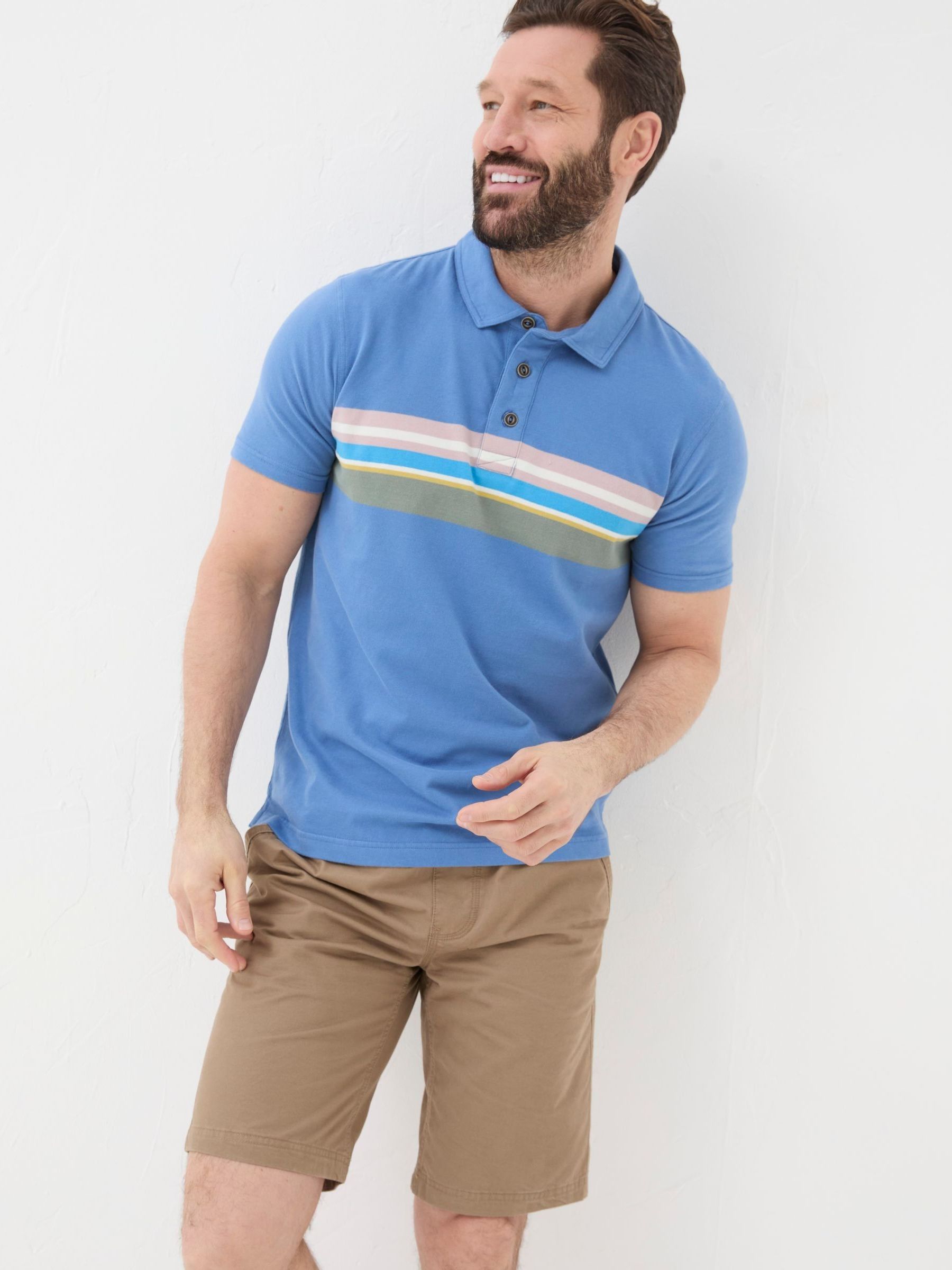 Blue Chest Stripe Polo Shirt - Image 1 of 5