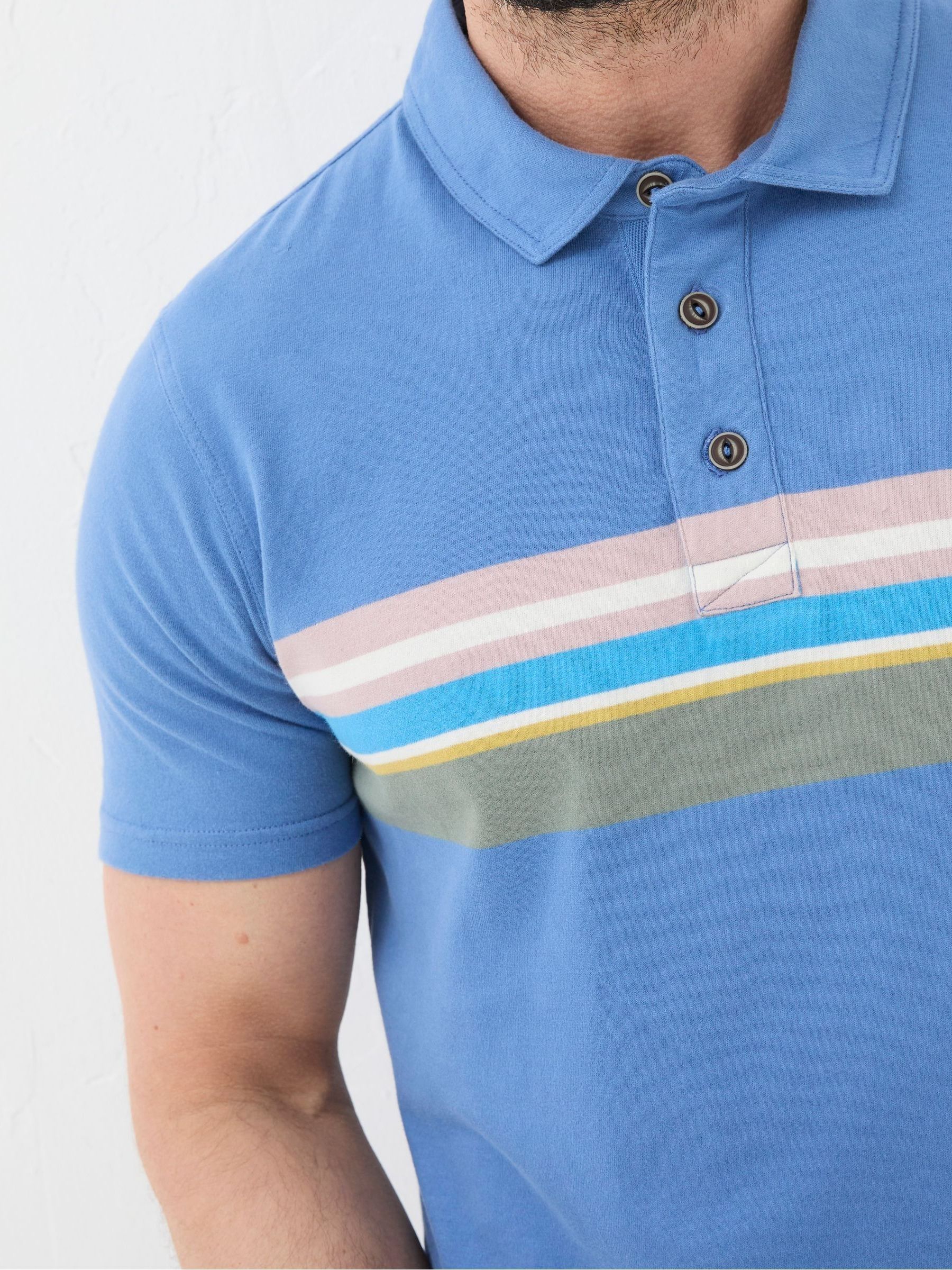 Blue Chest Stripe Polo Shirt - Image 4 of 5