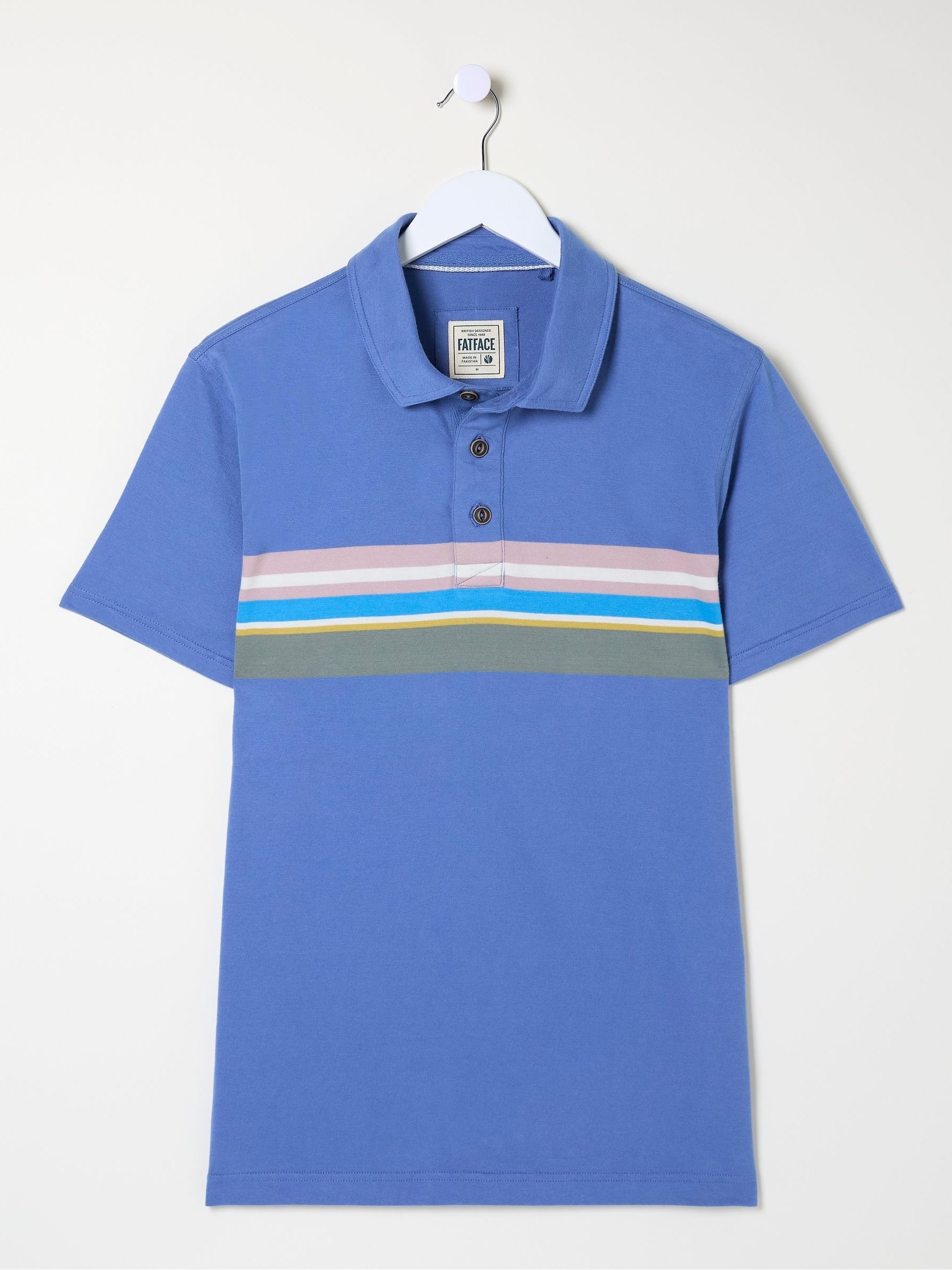 Blue Chest Stripe Polo Shirt - Image 5 of 5