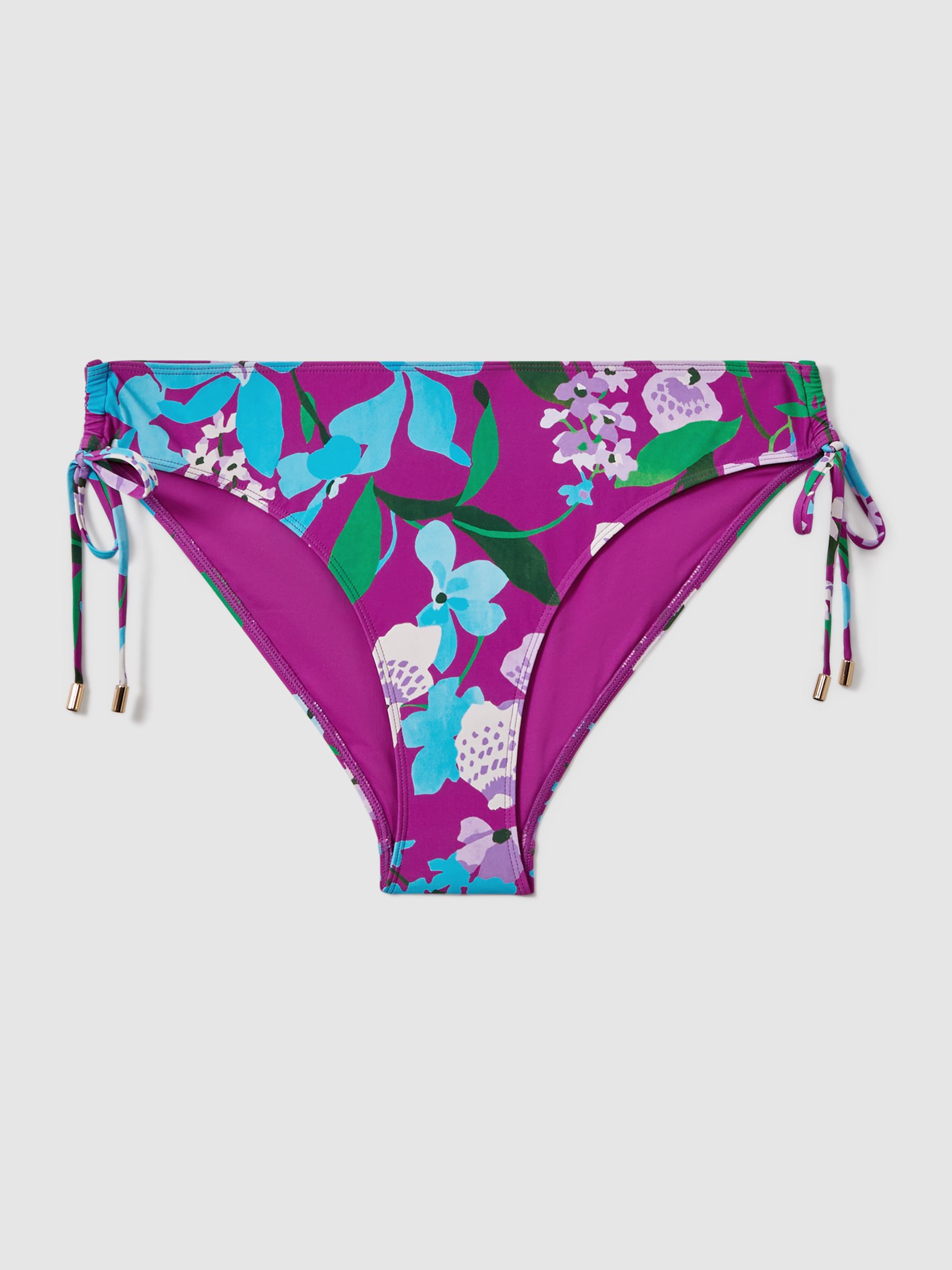 Florere Printed Ruched Bikini Bottoms in Multi - Image 2 of 5