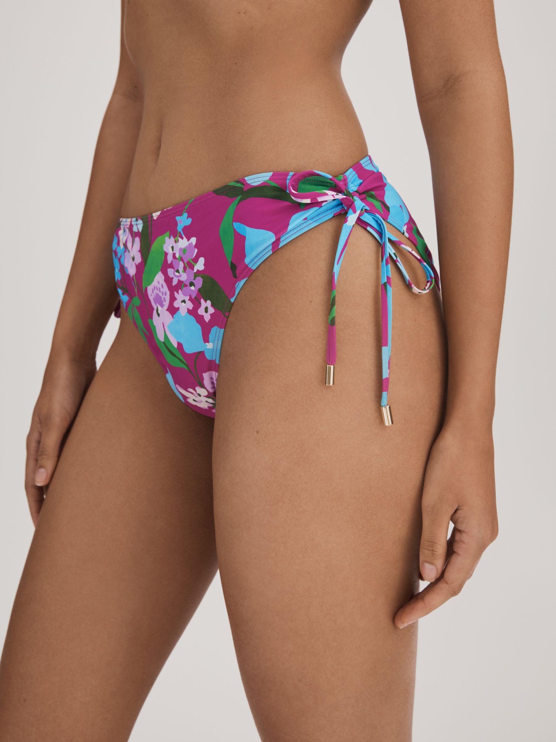 Florere Printed Ruched Bikini Bottoms in Multi - Image 3 of 5