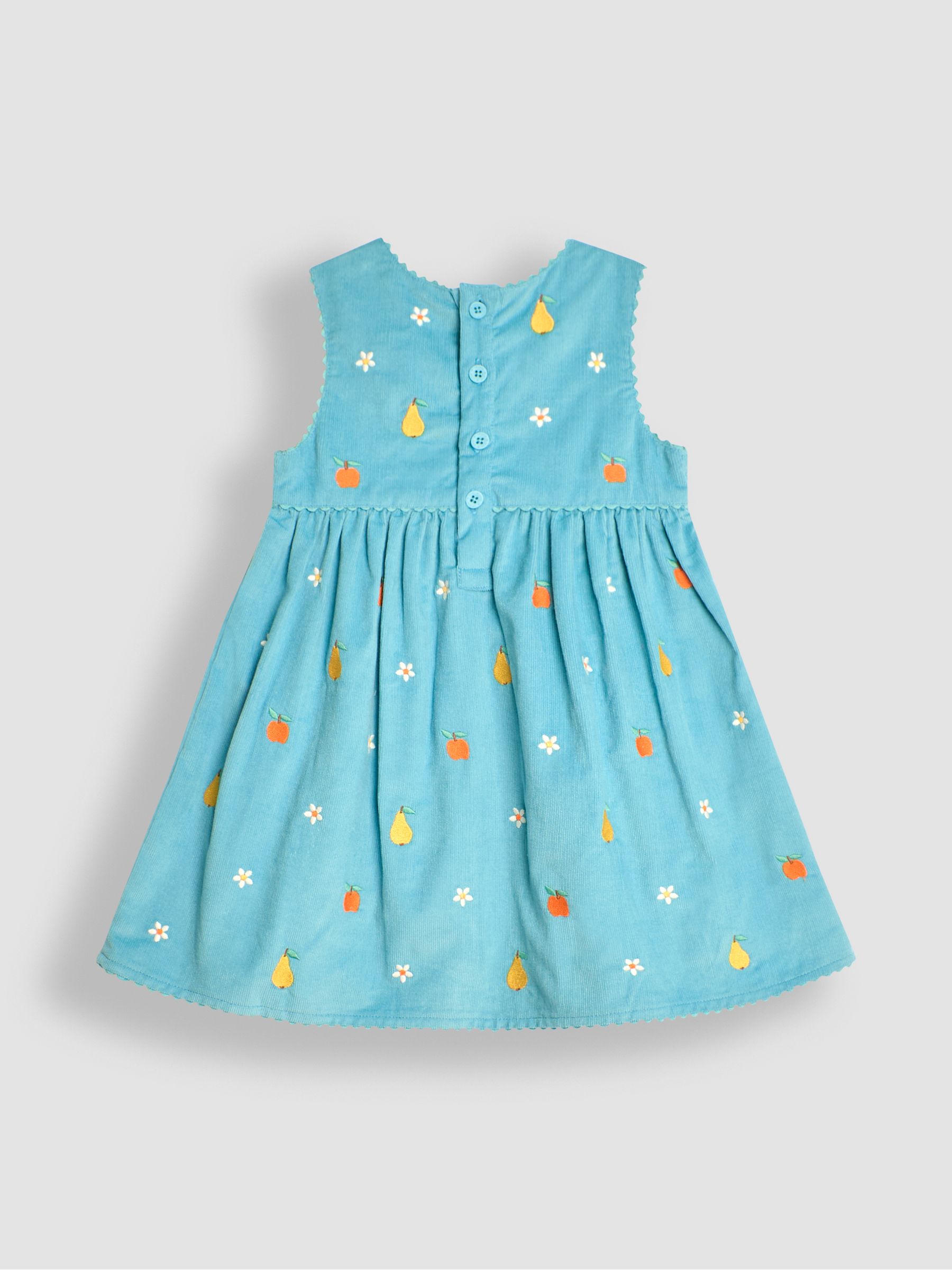 Duck Egg Blue Fruit Embroidered Cord Dress - Image 2 of 3