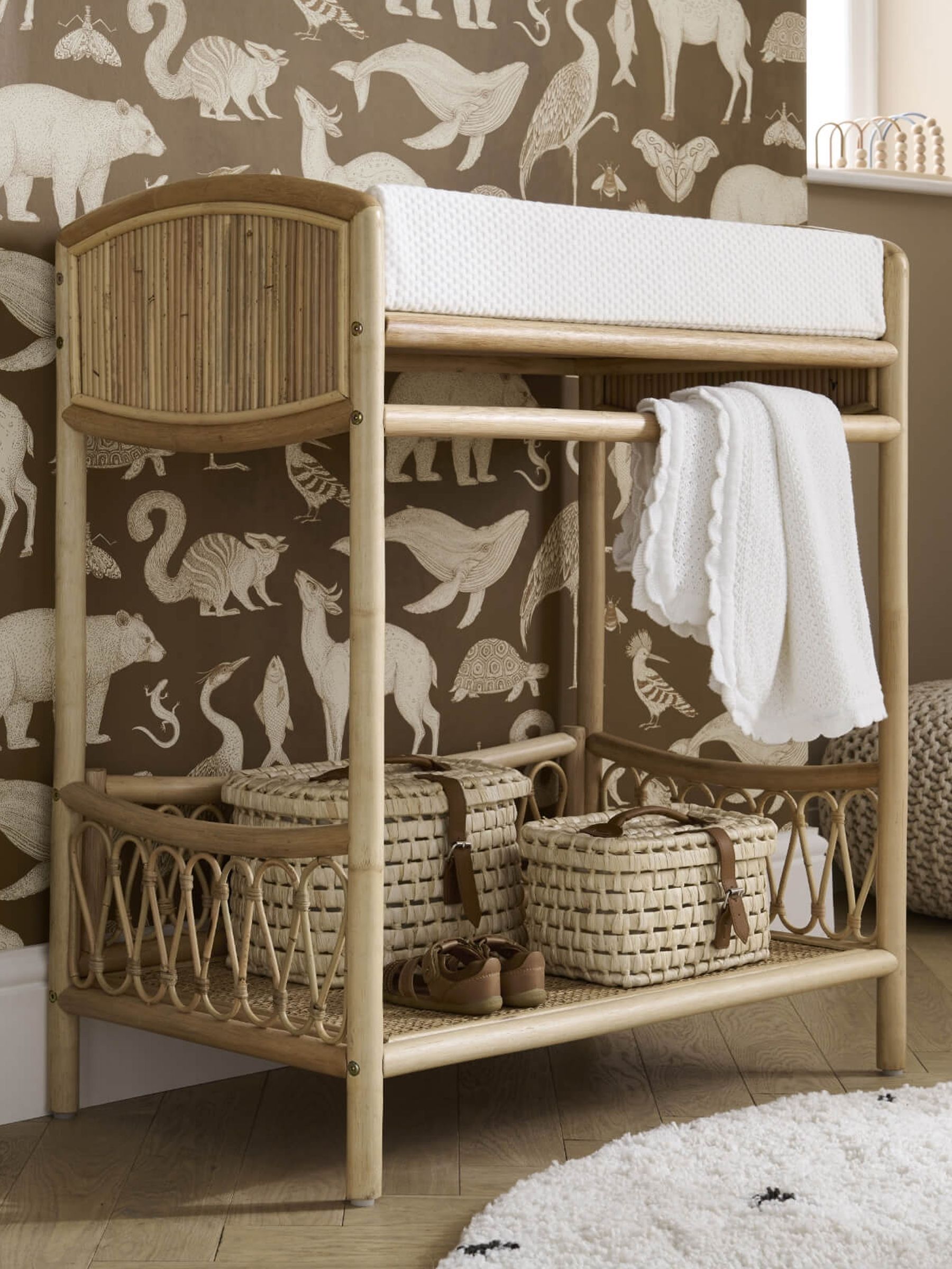 Cuddleco Natural Aria Wave Rattan Changing Table with Hanging Rail - Image 1 of 4