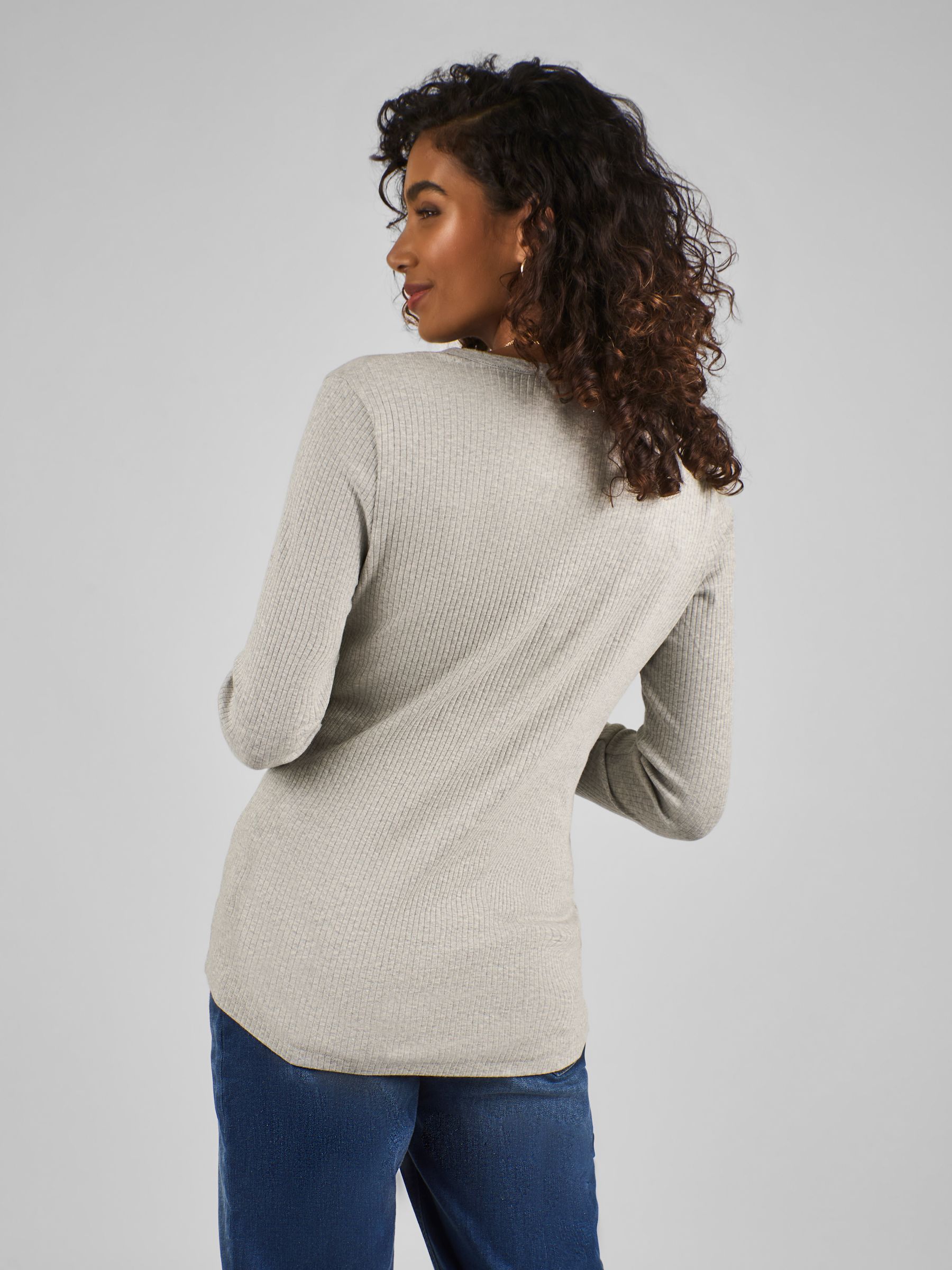 Marl Grey Popper Front Jersey Maternity Top - Image 2 of 4
