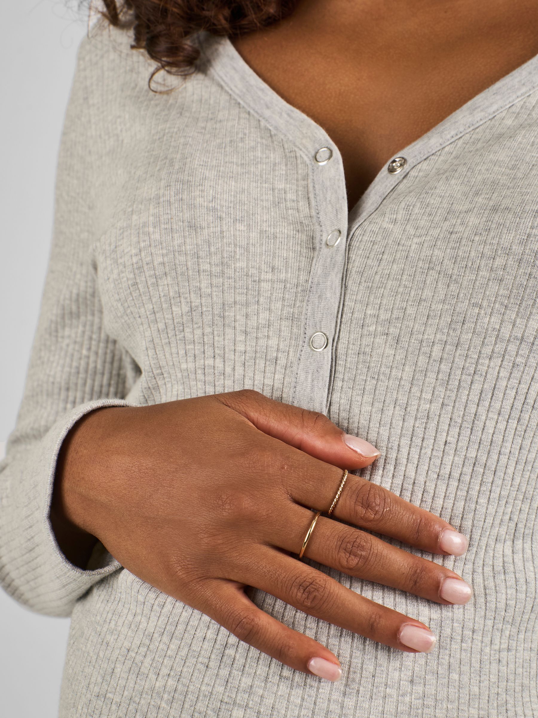 Marl Grey Popper Front Jersey Maternity Top - Image 4 of 4