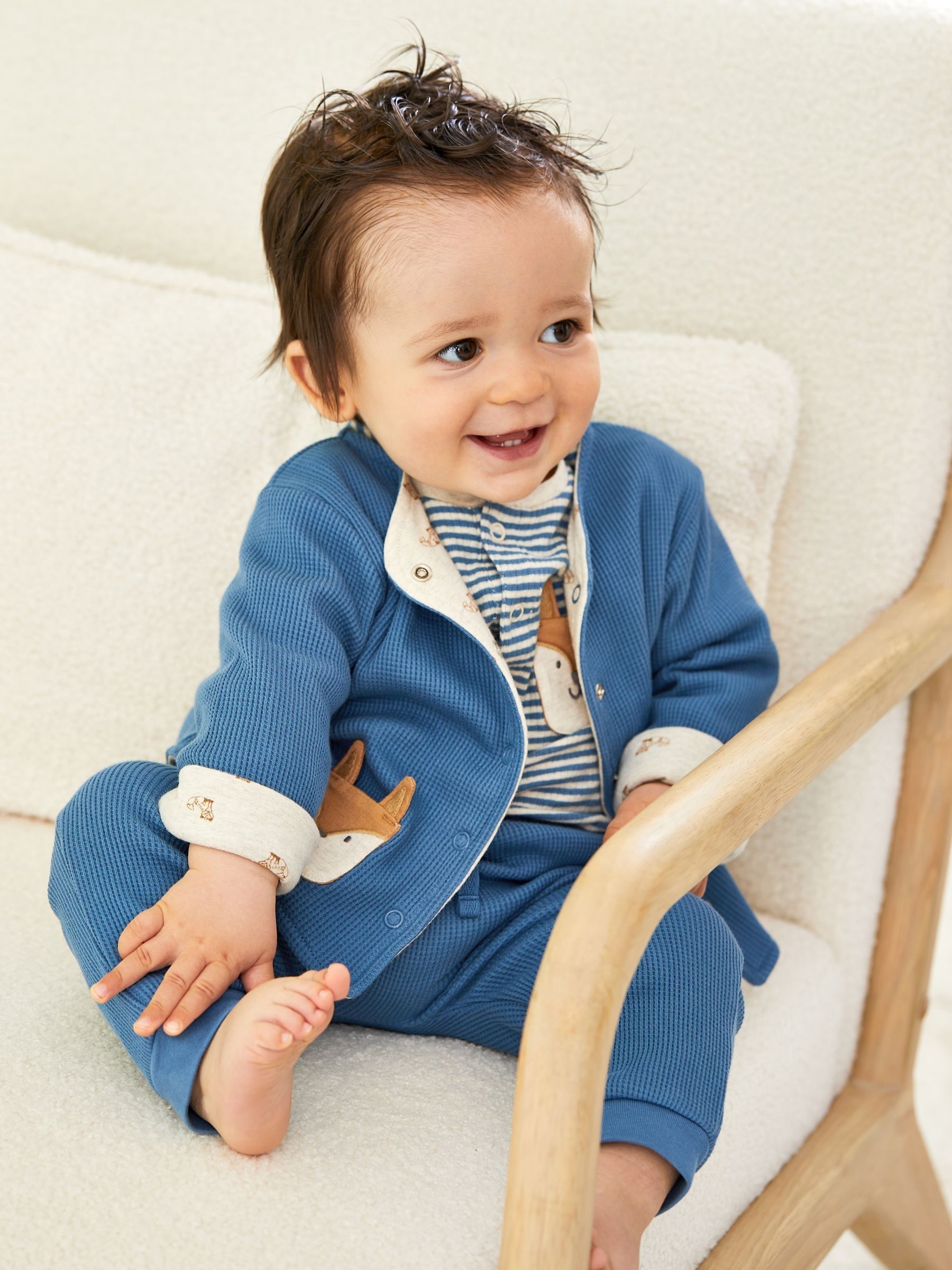 Denim Baby Fox Velour Set 3 Piece | JoJo Maman Bébé USA
