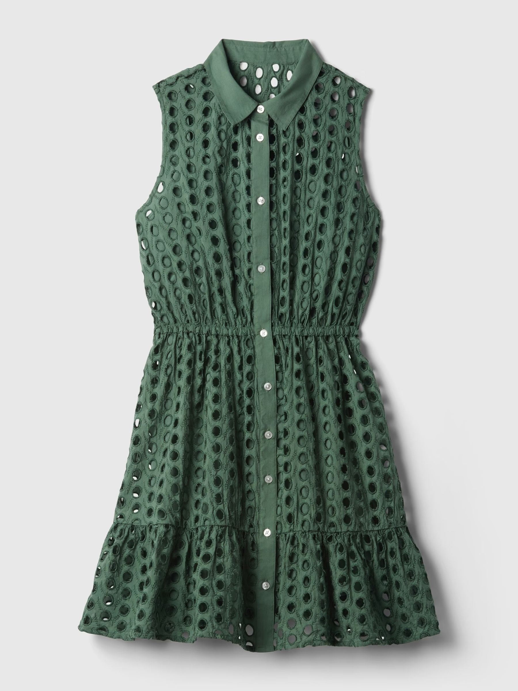 Green Eyelet Tiered Mini Dress - Image 5 of 5