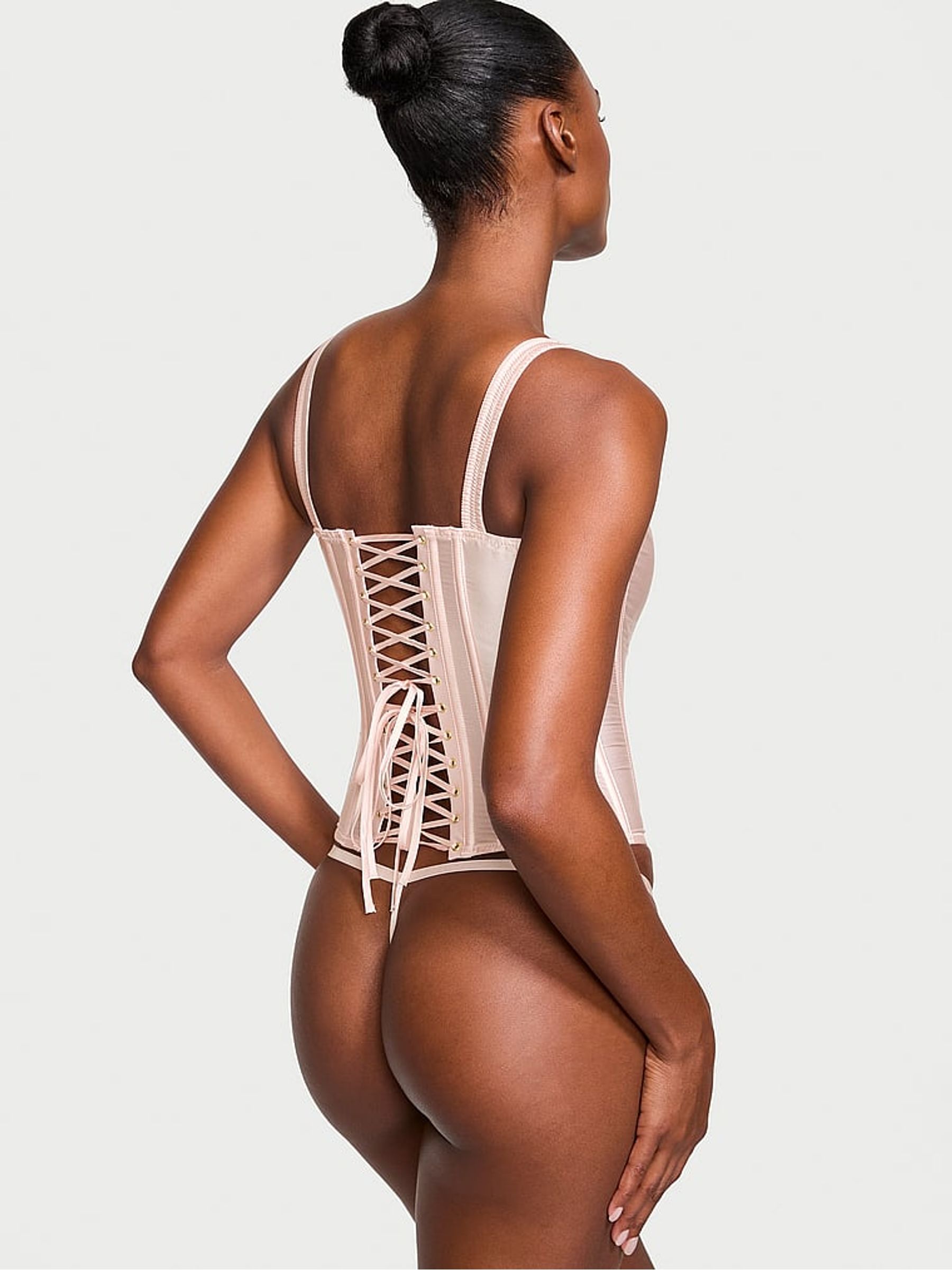 Purest Pink Archive Satin Corset and Knicker Set - Image 2 of 3