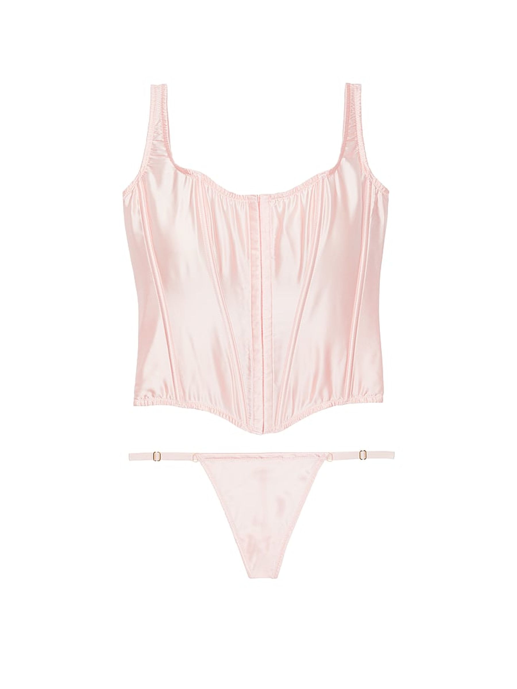 Purest Pink Archive Satin Corset and Knicker Set - Image 3 of 3