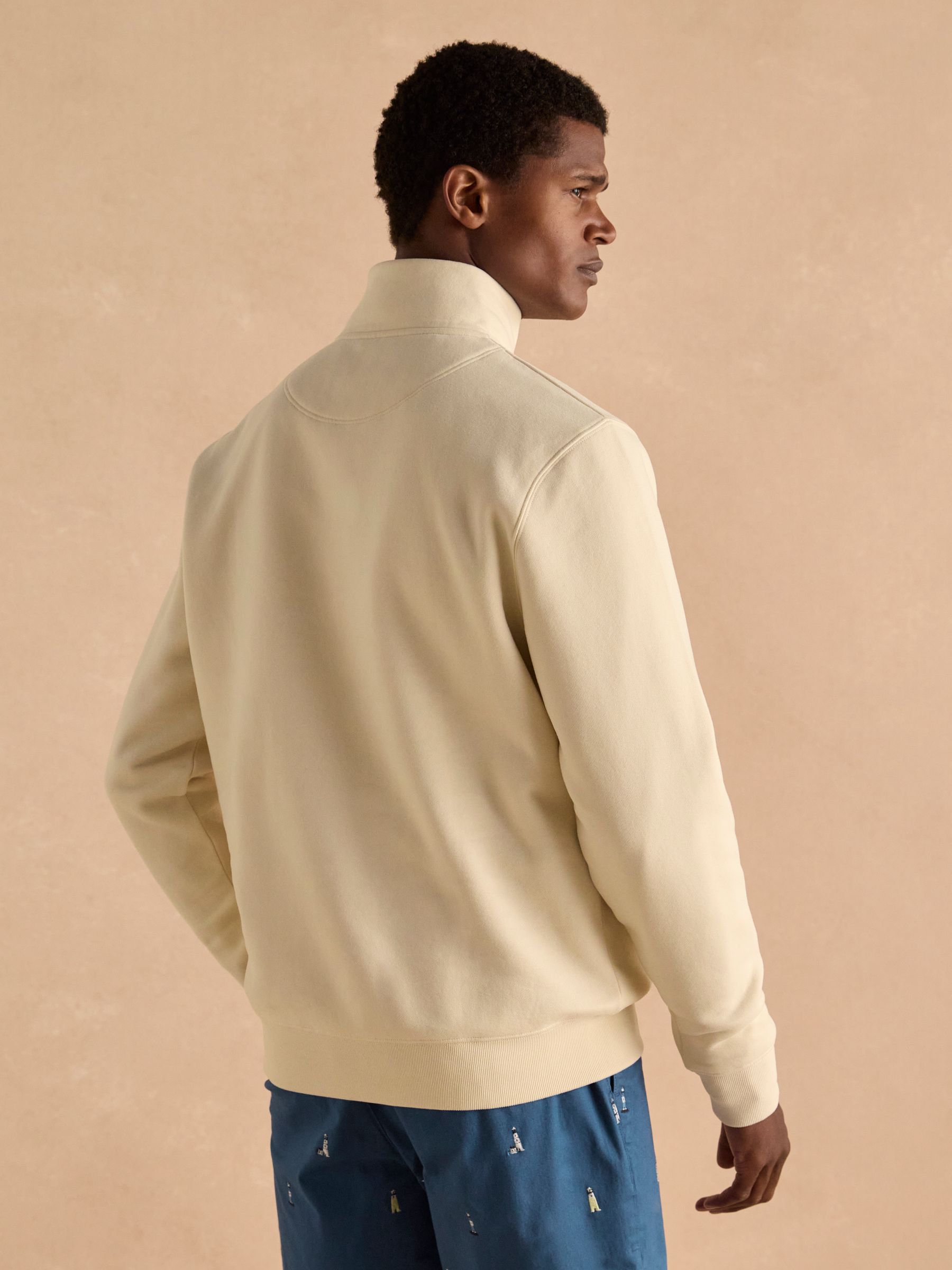 Jenkins Cream Brushed Cotton Quarter Zip Sweatshirt - Image 2 of 8