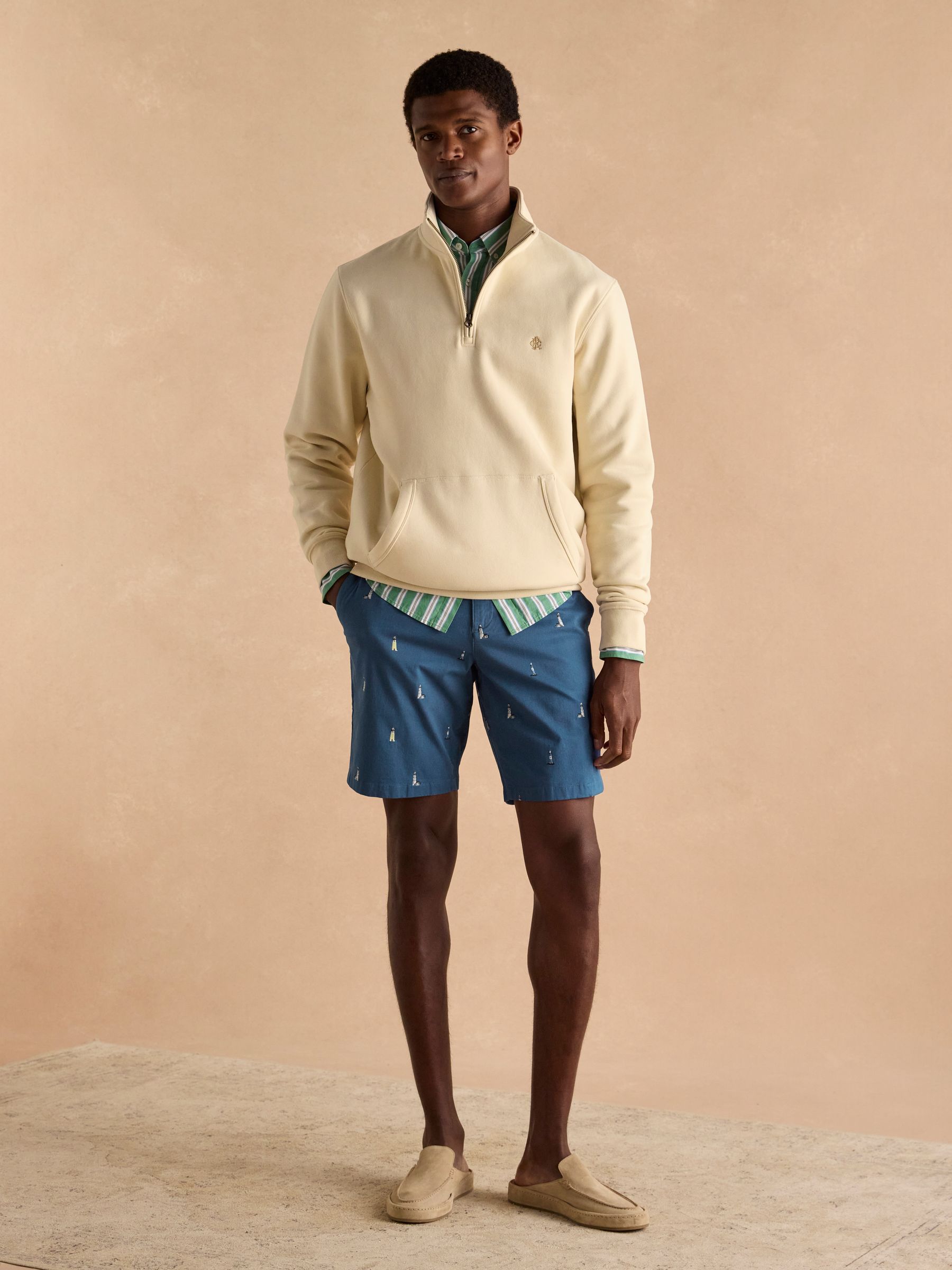 Jenkins Cream Brushed Cotton Quarter Zip Sweatshirt - Image 3 of 8