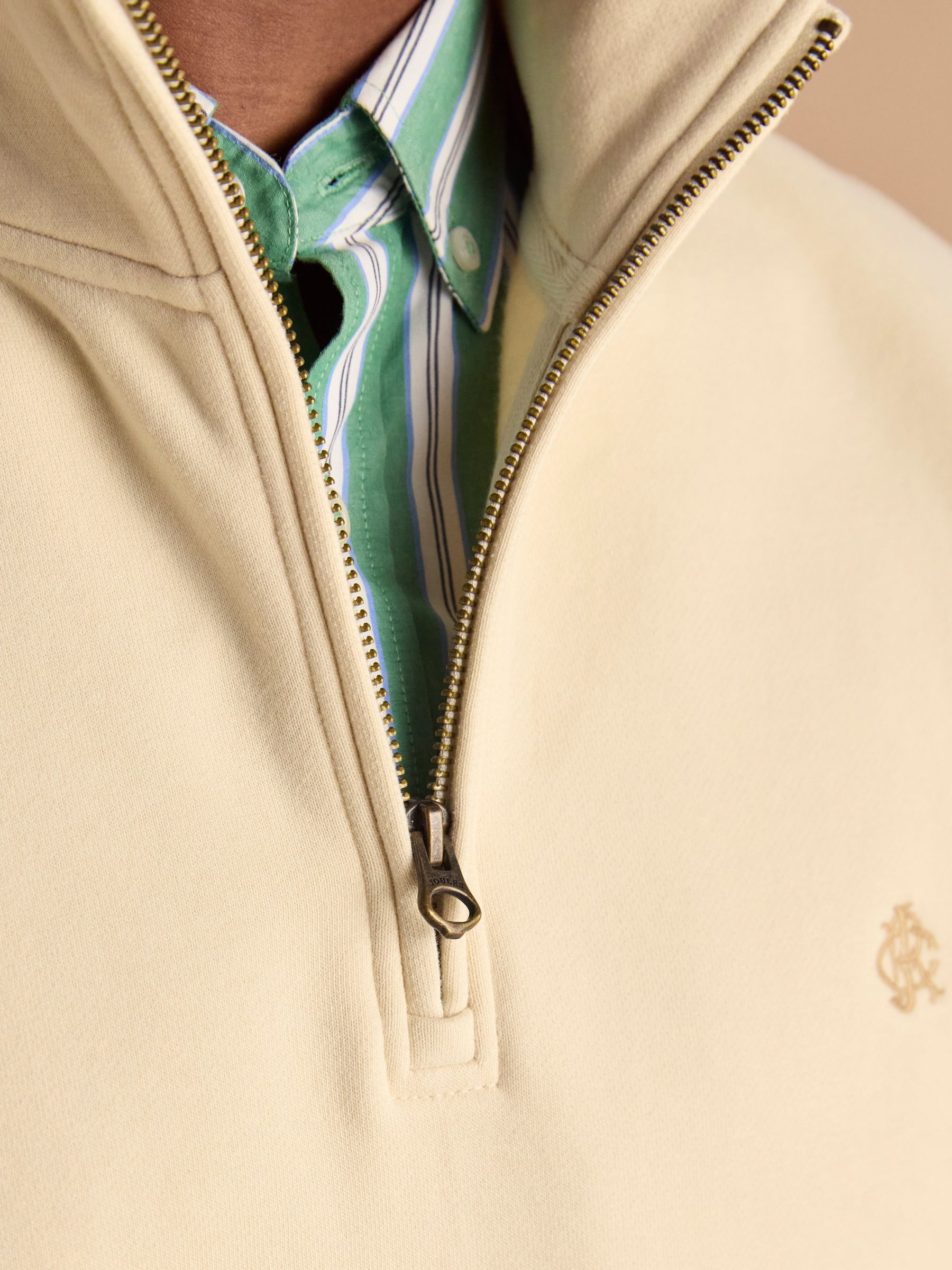 Jenkins Cream Brushed Cotton Quarter Zip Sweatshirt - Image 5 of 8