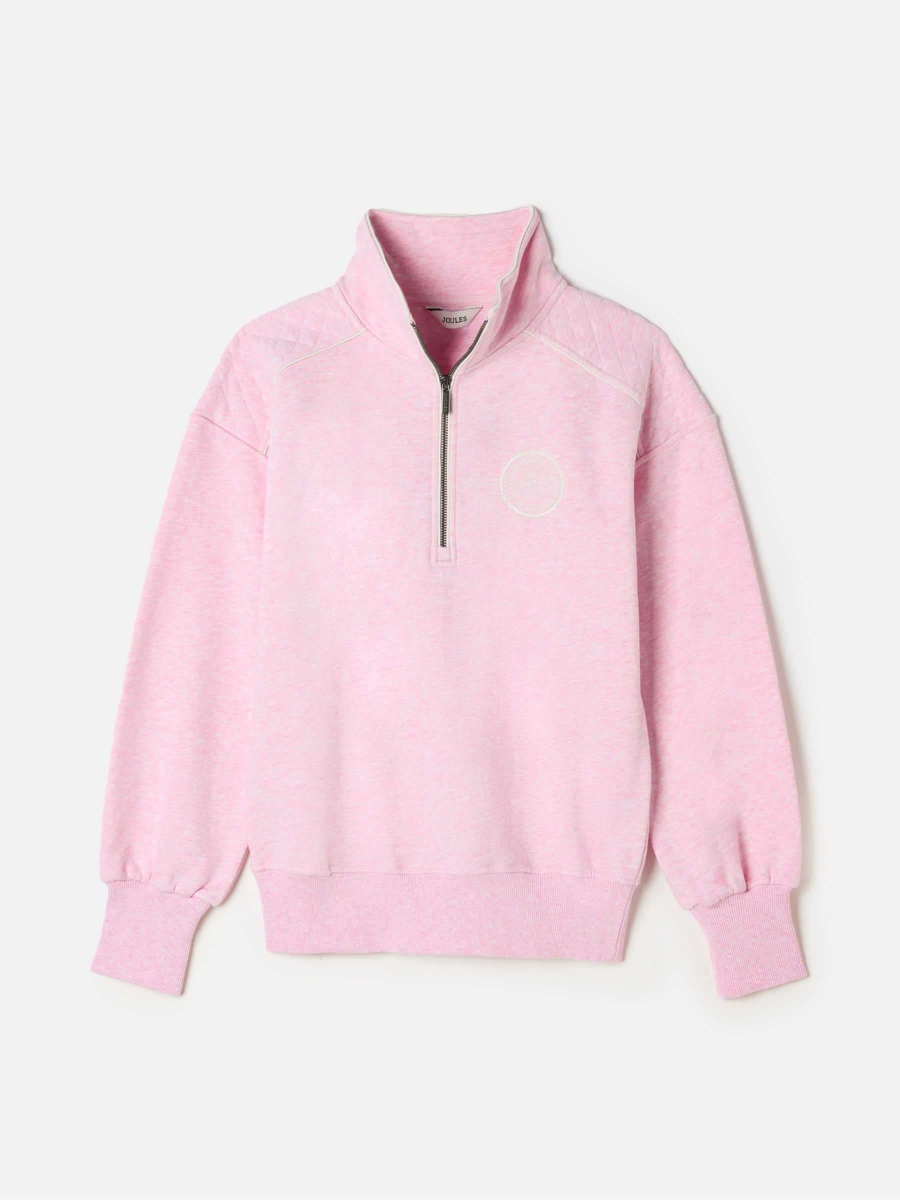 Racquet Pink Cotton Marl Half Zip Sweatshirt - Image 7 of 7 Racquet Pink Cotton Marl Half Zip Sweatshirt - Image 7 of 7