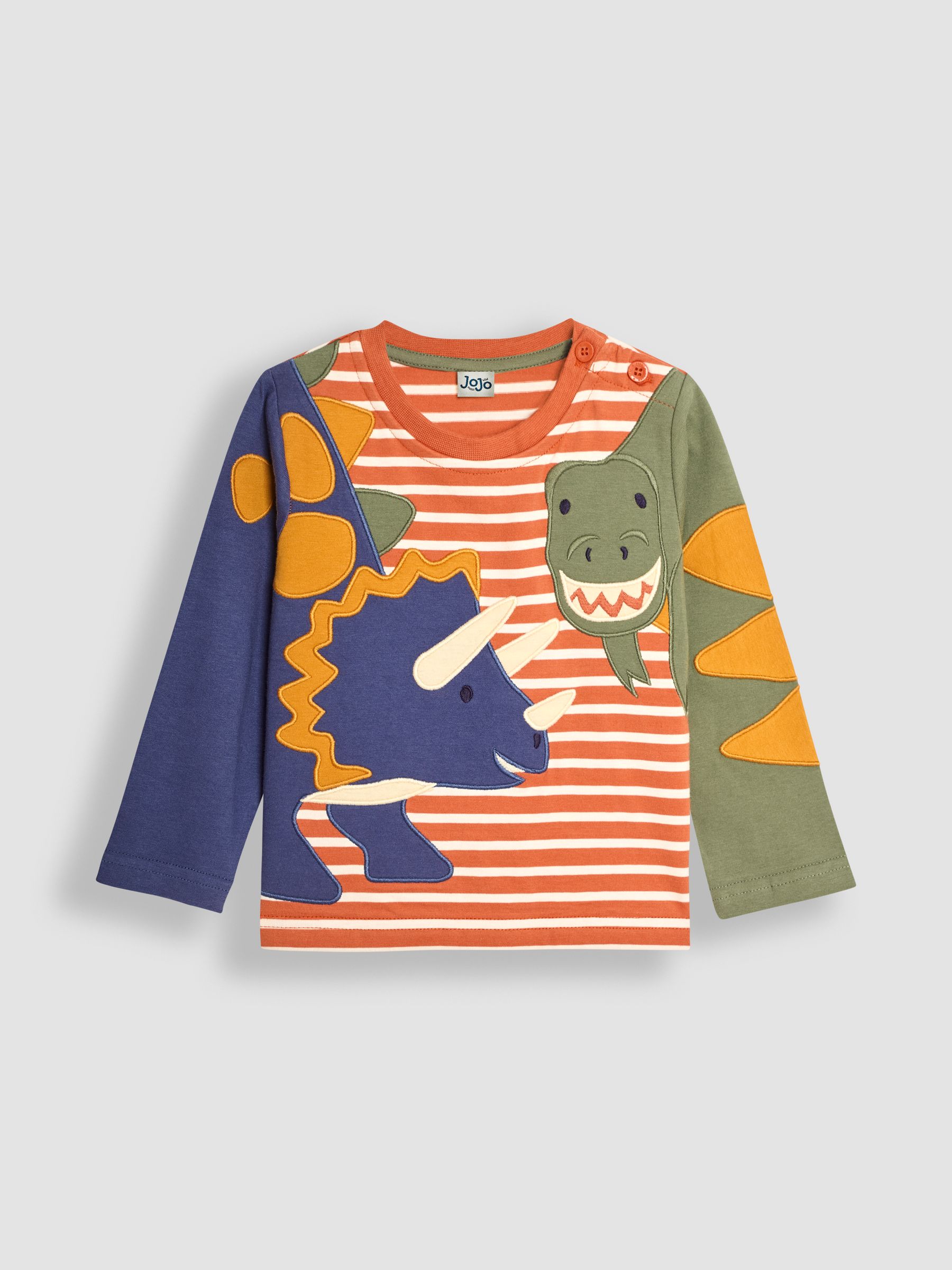 Rust Orange TRex & Triceratops Appliqué Top - Image 1 of 3