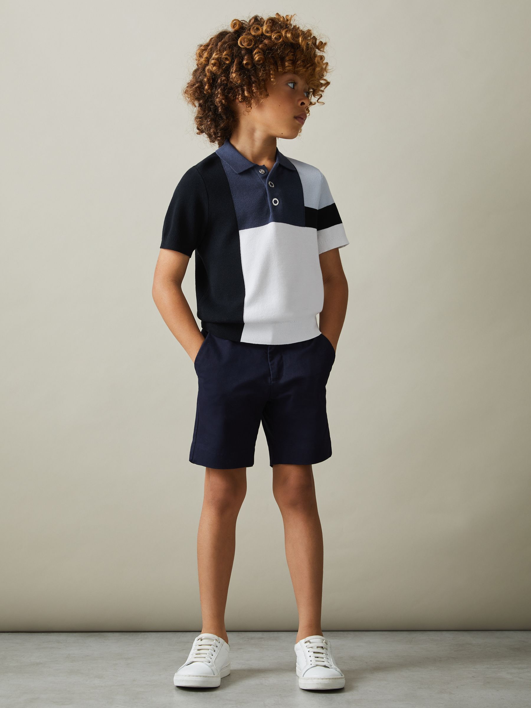 Teen Colourblock Polo Shirt in Blue Multi - Image 2 of 4