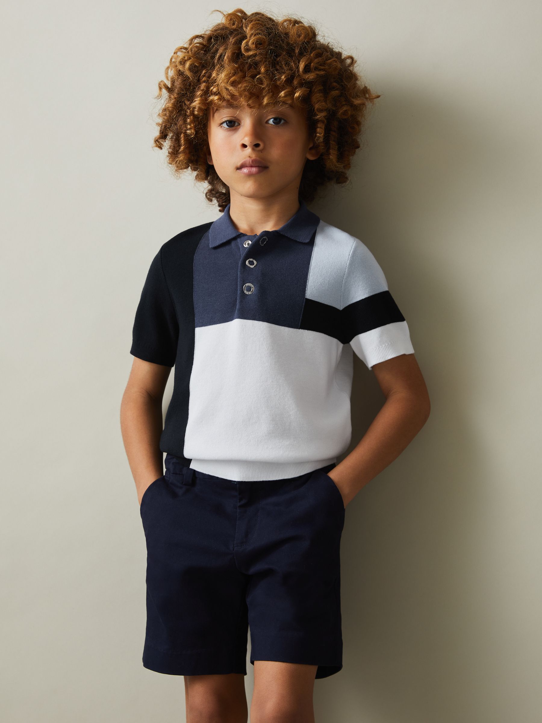 Teen Colourblock Polo Shirt in Blue Multi - Image 3 of 4