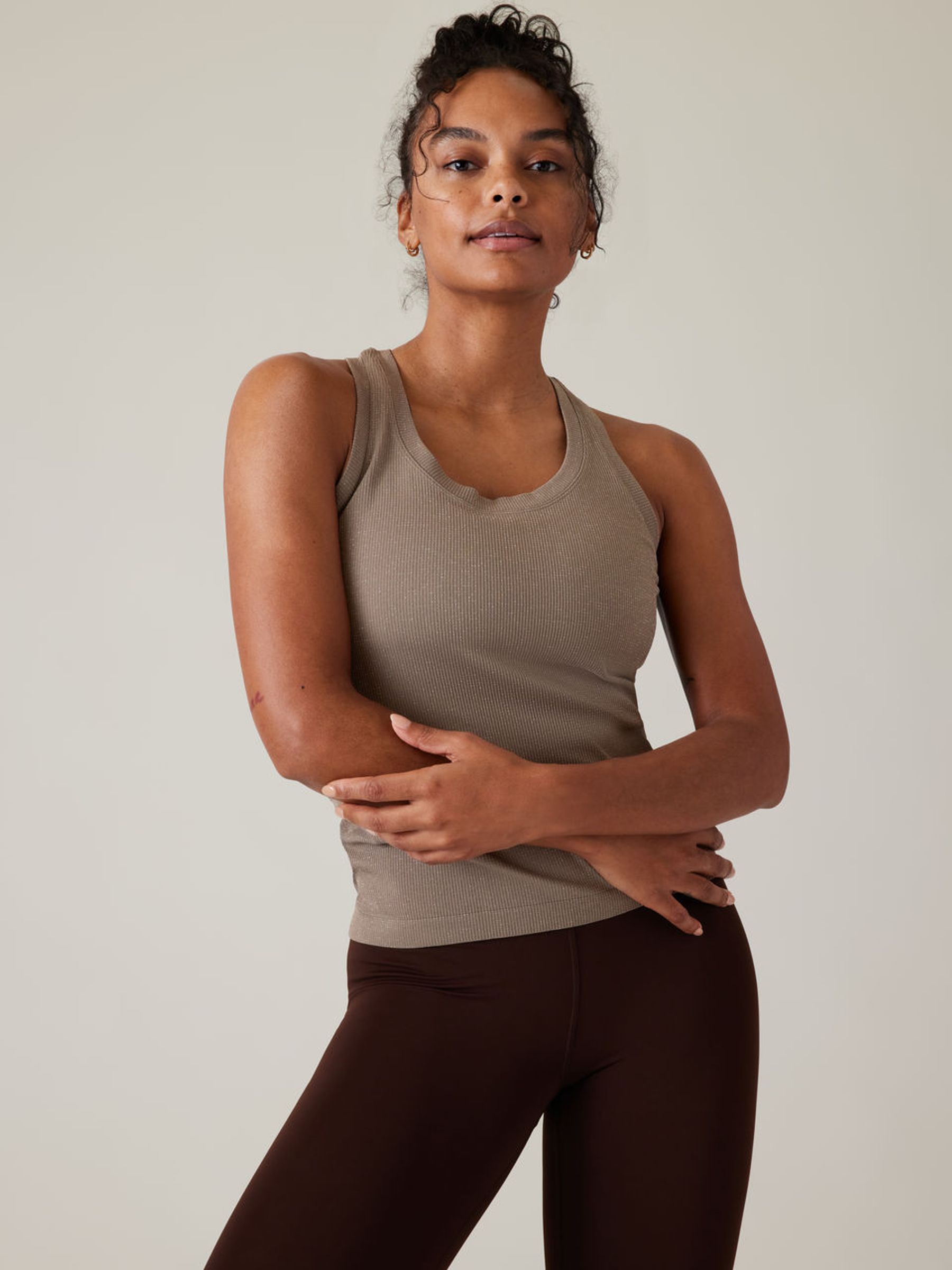 Athleta Brown Momentum Seamless Tank Top - Image 1 of 2