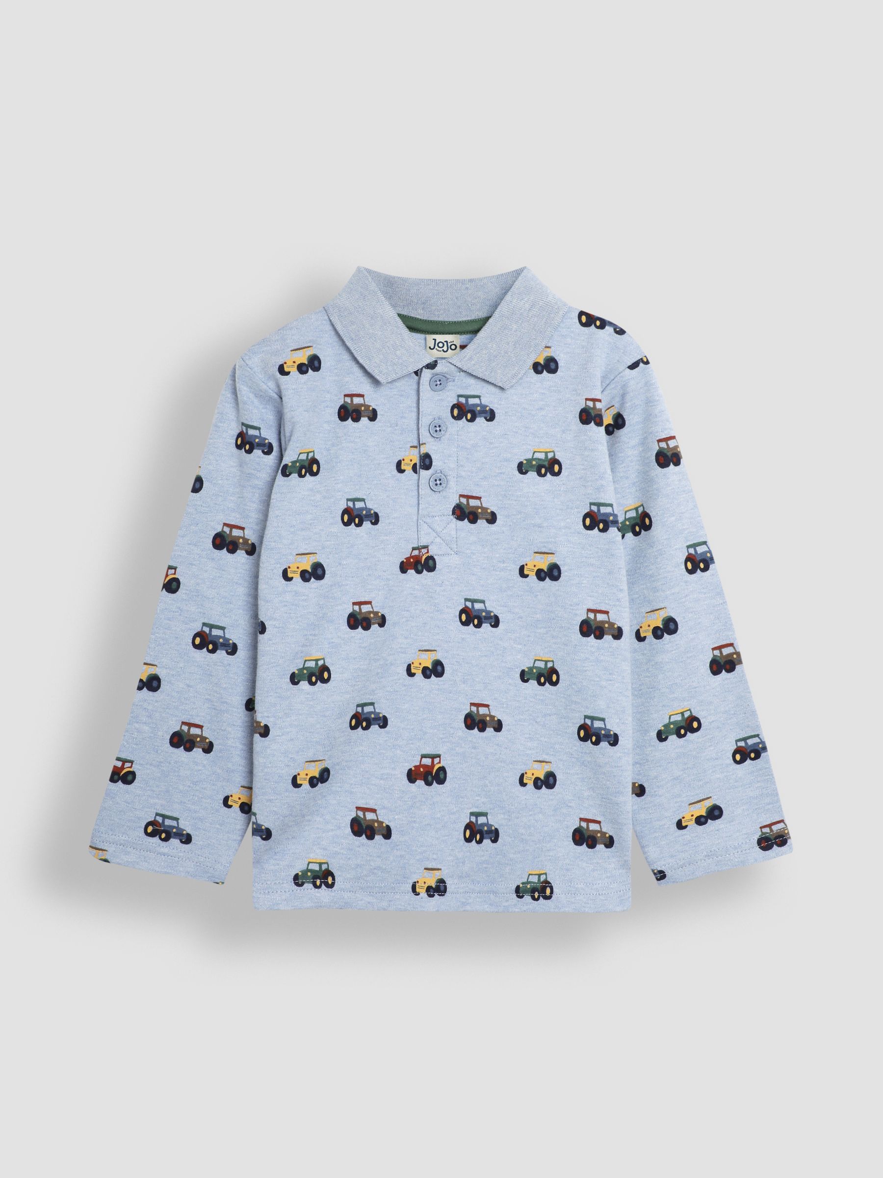 Blue Tractor Long Sleeve Print Polo Shirt - Image 1 of 3
